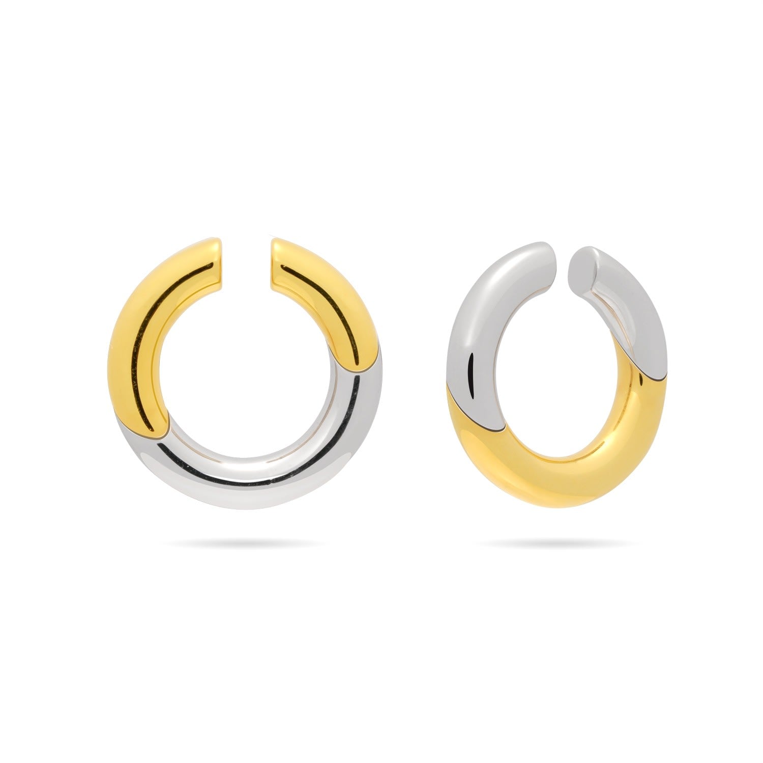 Gold And Silver Bi-Color Ear Cuff - 2 Sections In Silver, 1 In Gold
