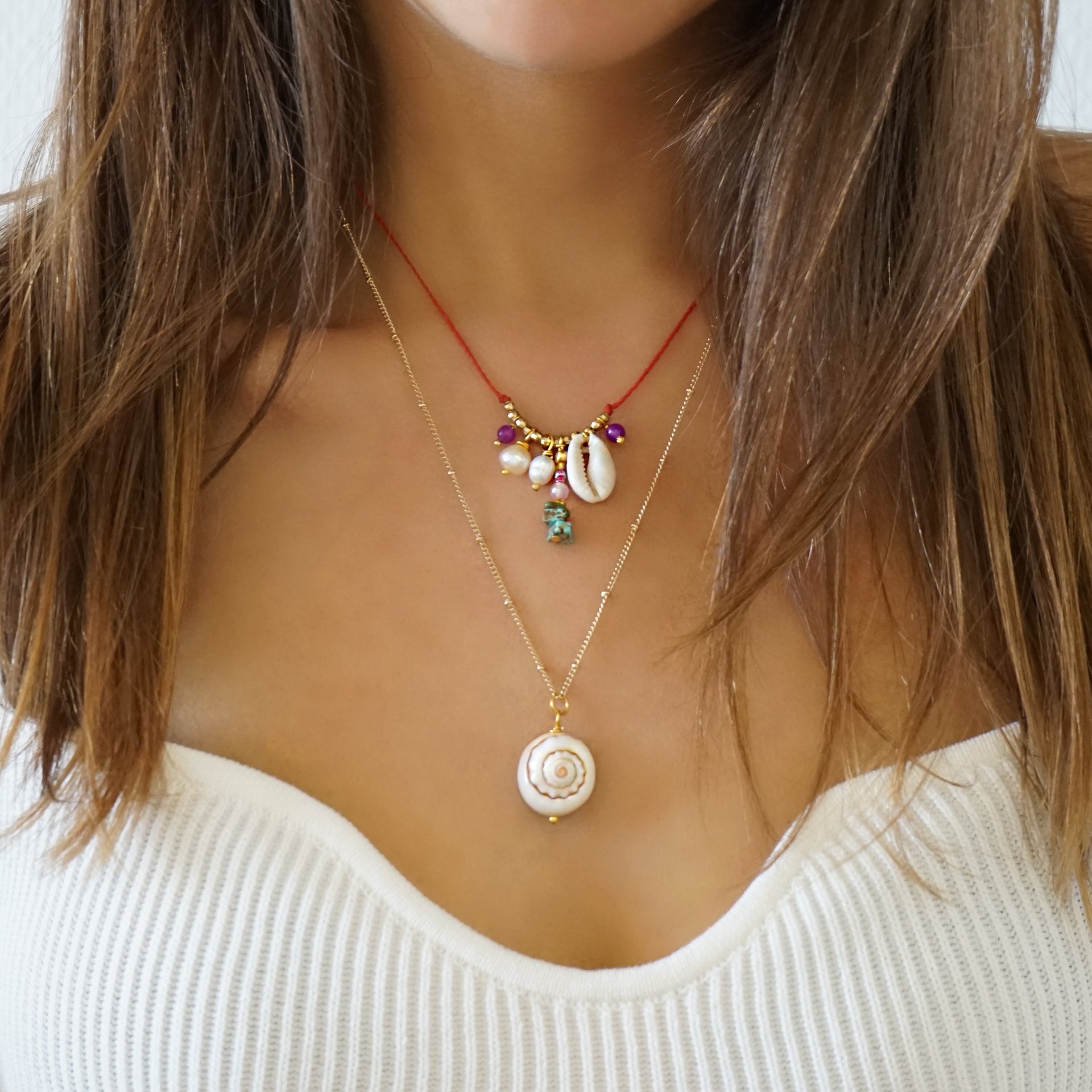 Cowrie Pearl Turquoise Necklace Kaira