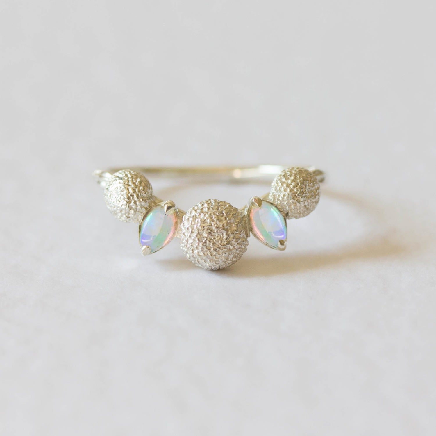 Dahlia Opal Ring - Silver