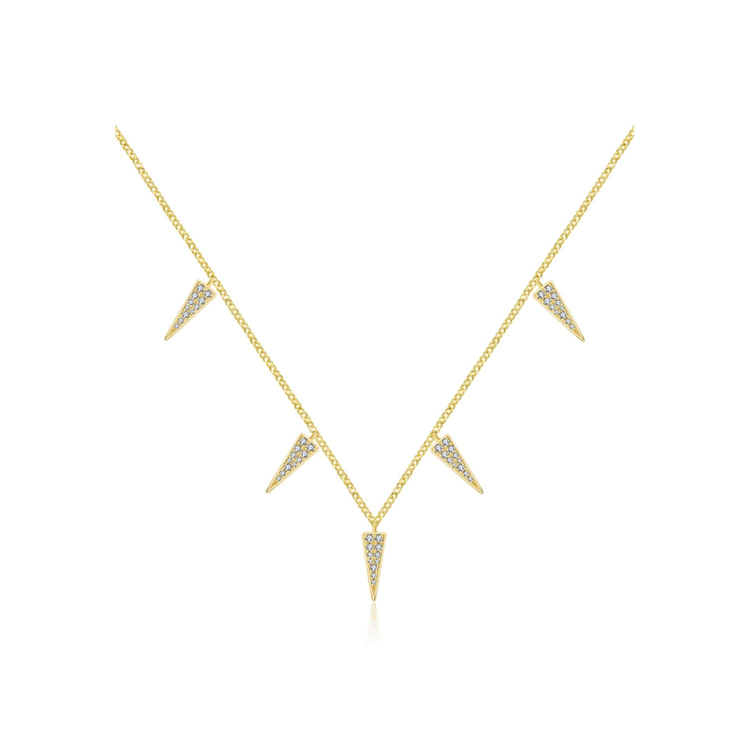 18K Yellow Gold Triangle Shape Diamond Necklace Choker