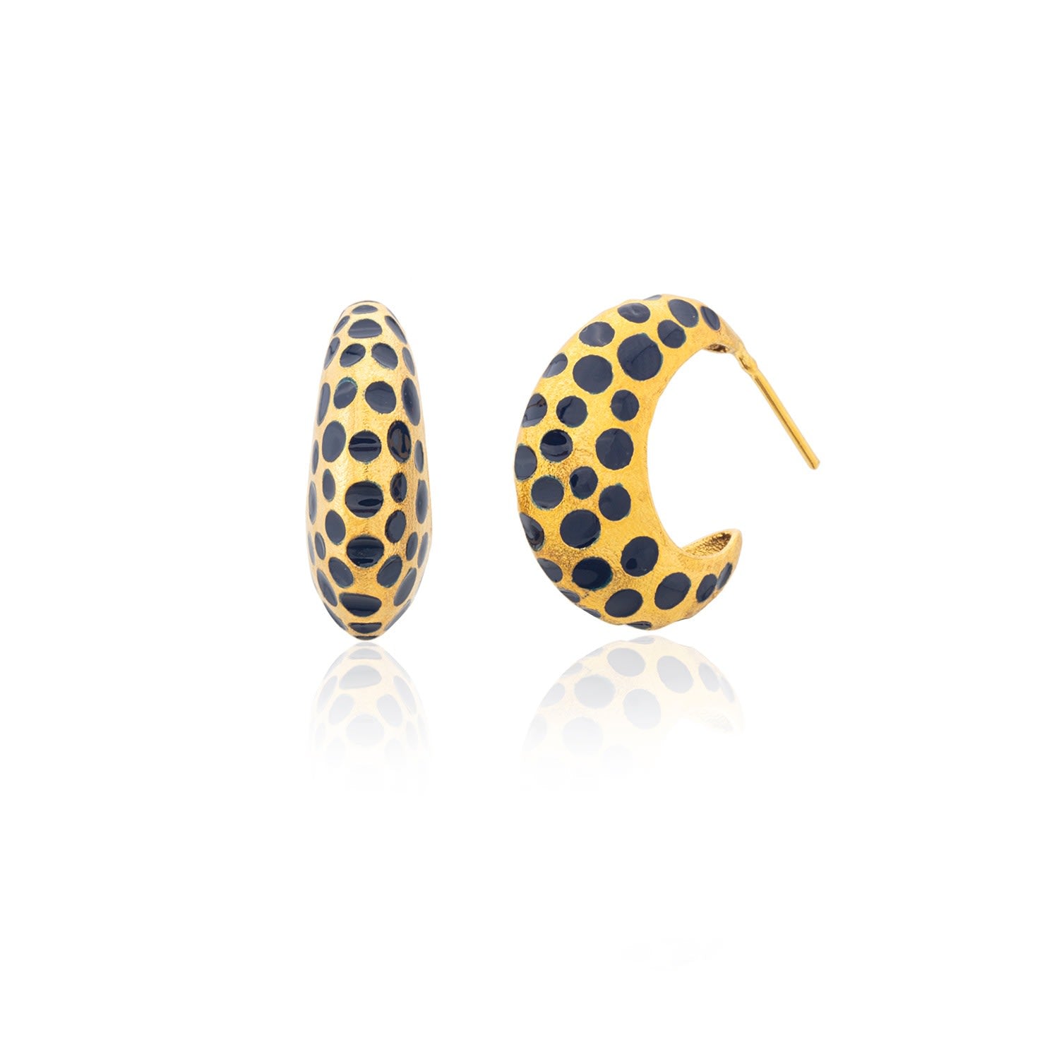 Navy Blue Perforated Hoop Earrings