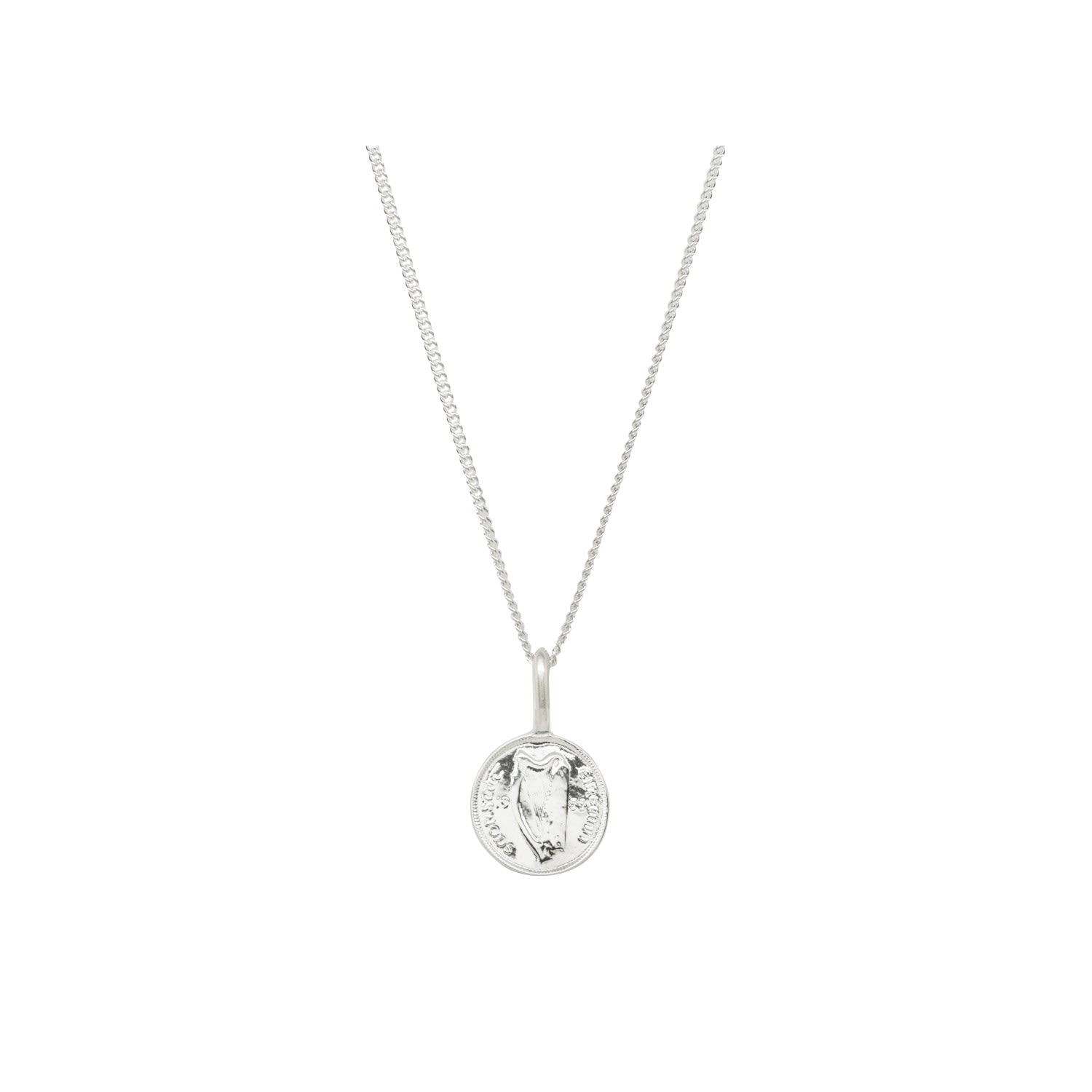 Irish 3D Coin Necklace In Sterling Silver