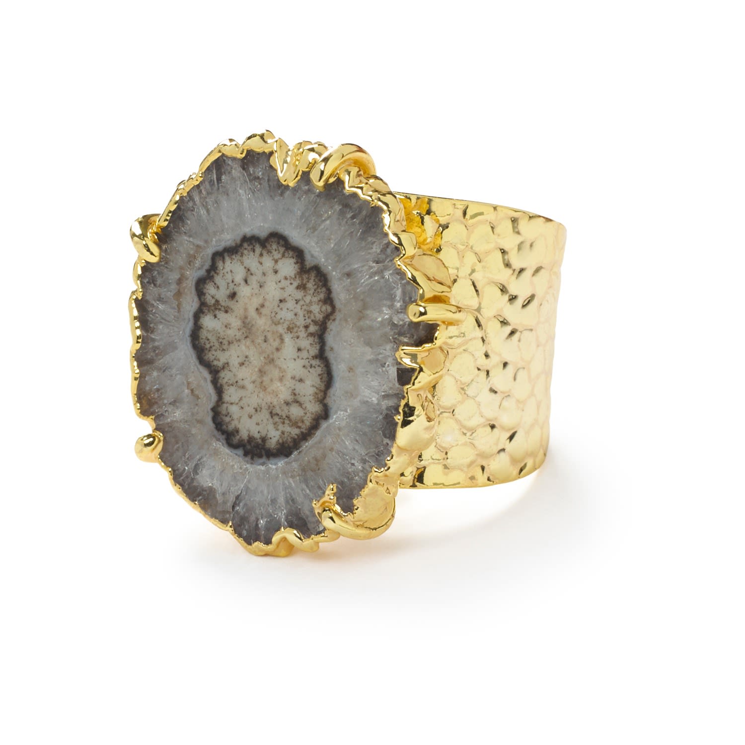 Solar Power Gold Statement Ring In Black & Grey
