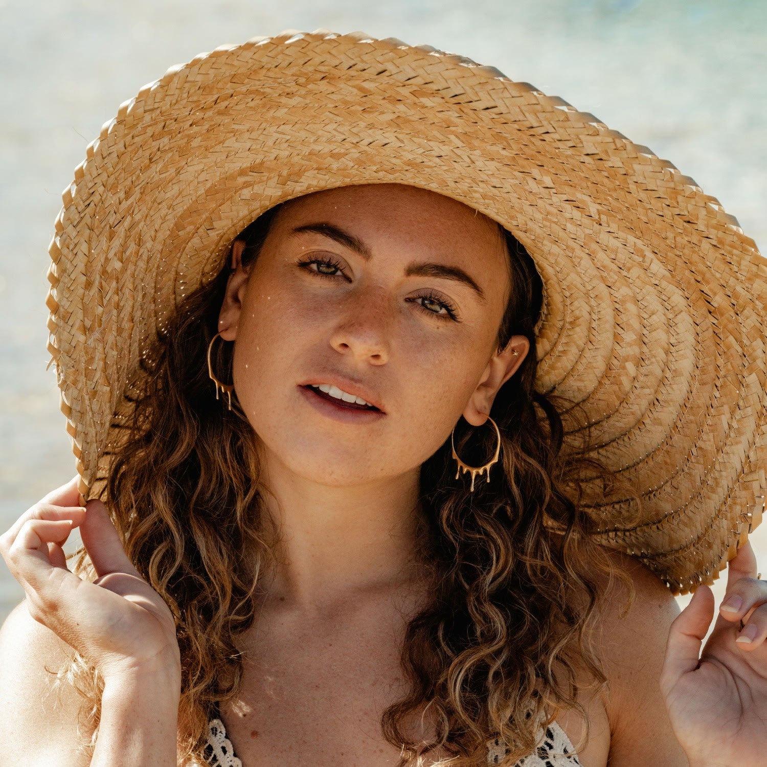 Dripping Circular M-1 Sterling Silver Hoop Earrings