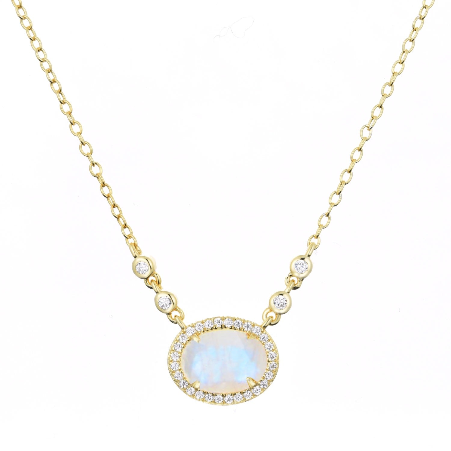 Aura Rainbow Moonstone Drop Necklace