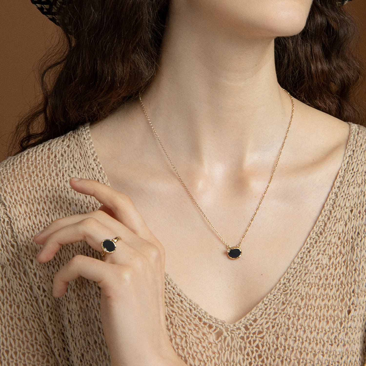 Ad Astra Gold-Plated Onyx Ring