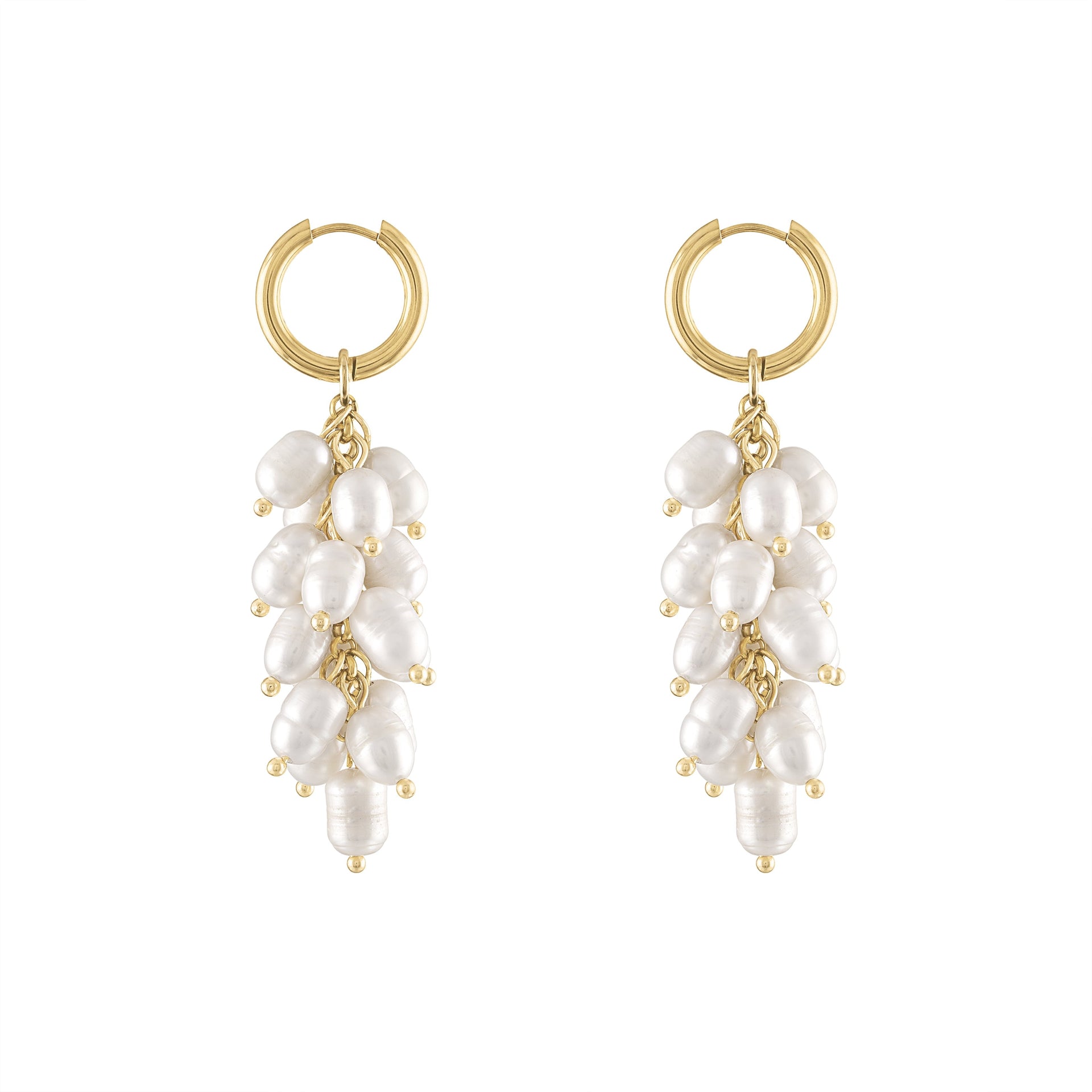 Azalea Freshwater Pearl Chandelier Gold Hoop Earrings