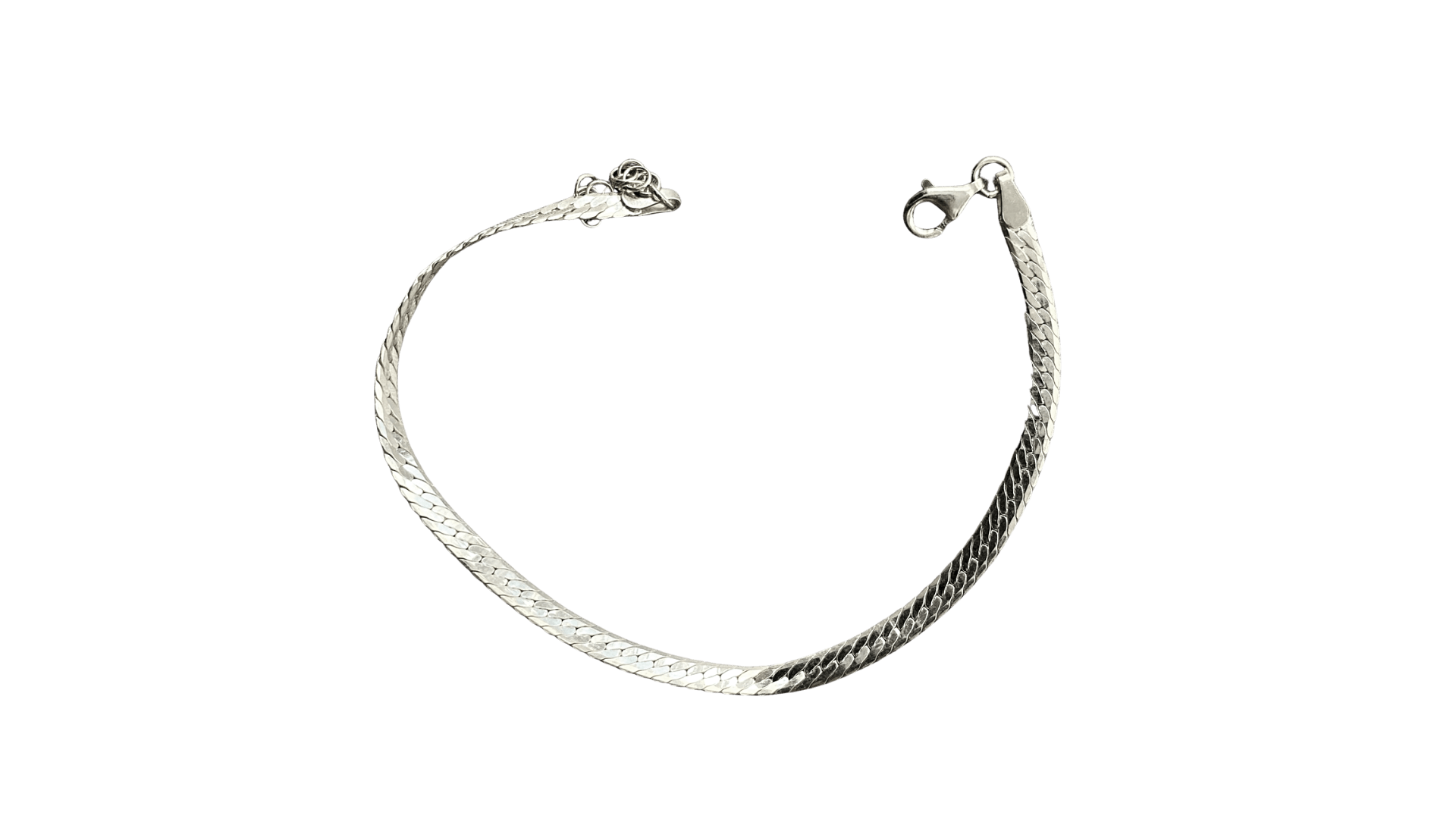 Herringbone Sterling Silver Snake Bracelet - Silver