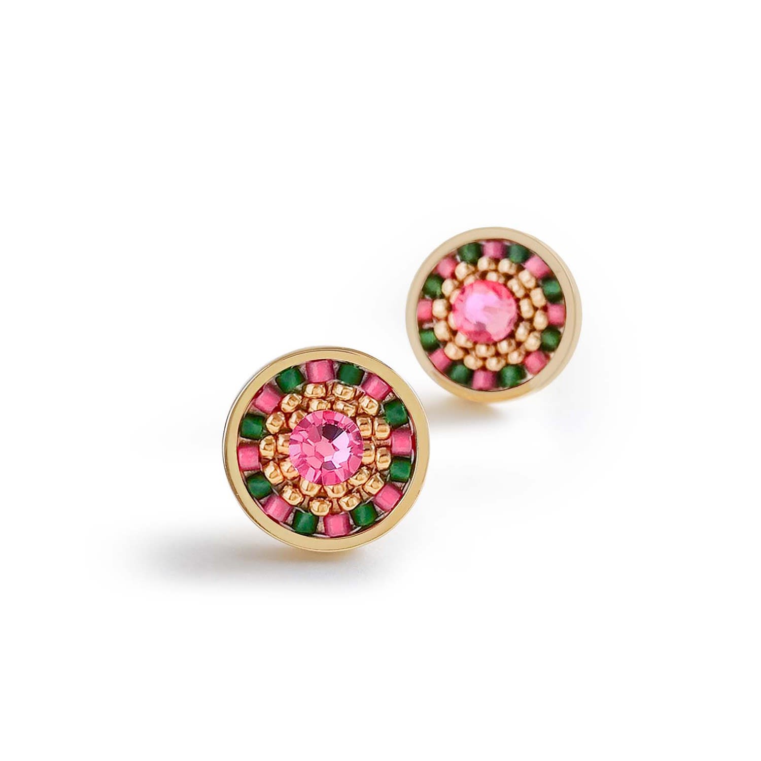 Striped Medallion Stud Earrings - Orchid