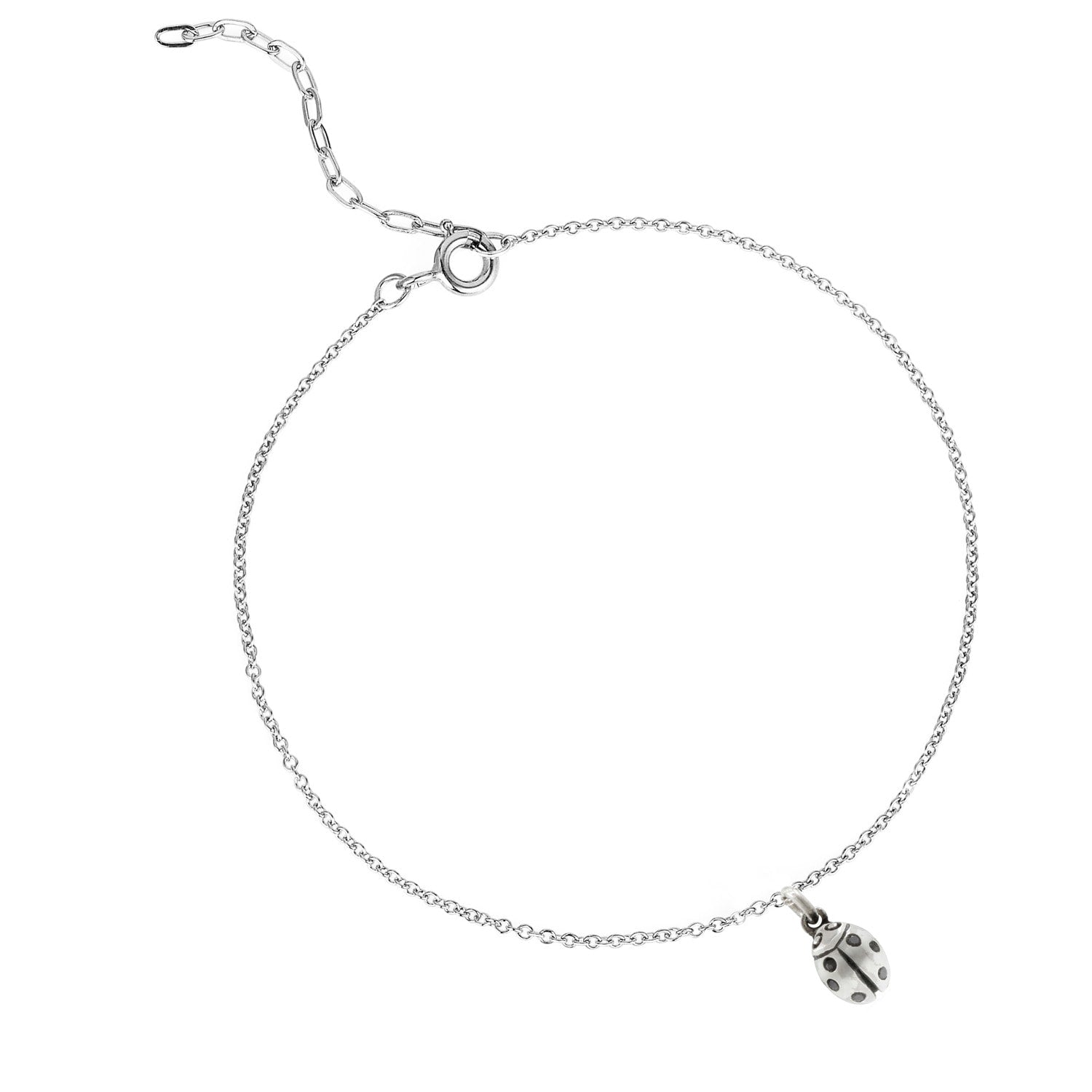 Ladybird Black Diamond Bracelet – Silver - Wings Closed