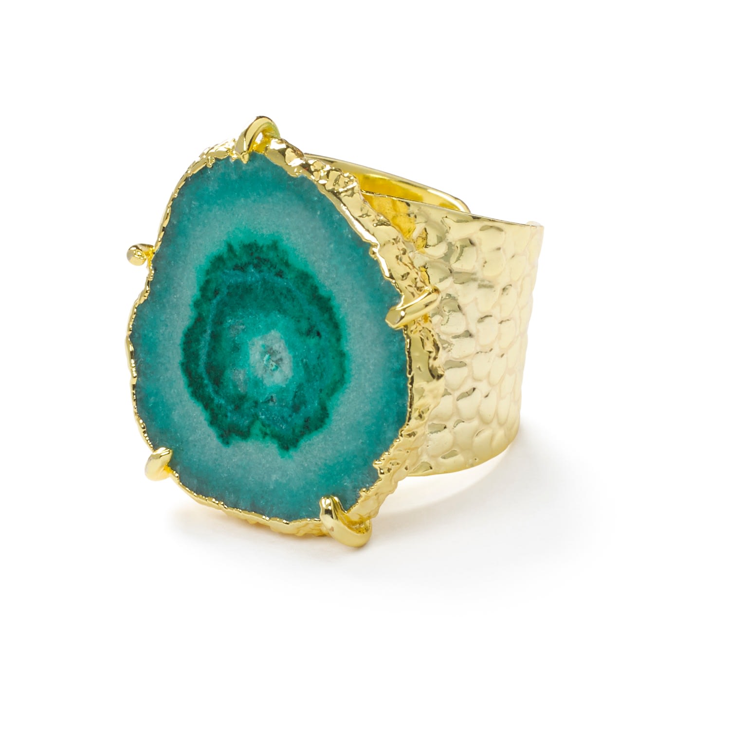 Green Gemstone 'Solar Power' Gold Adjustable Statement Ring
