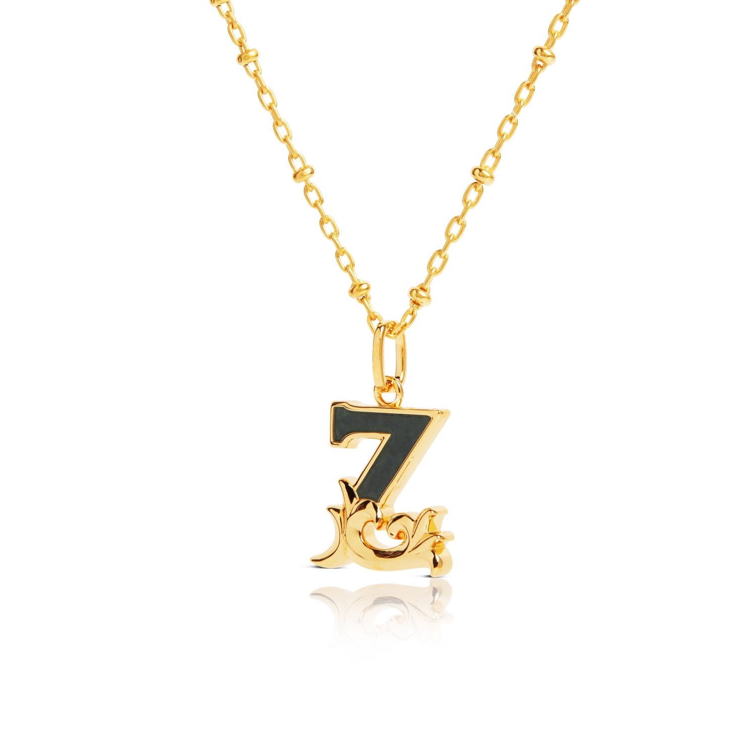 Gold Plated Z Initial Necklace With Green Marble