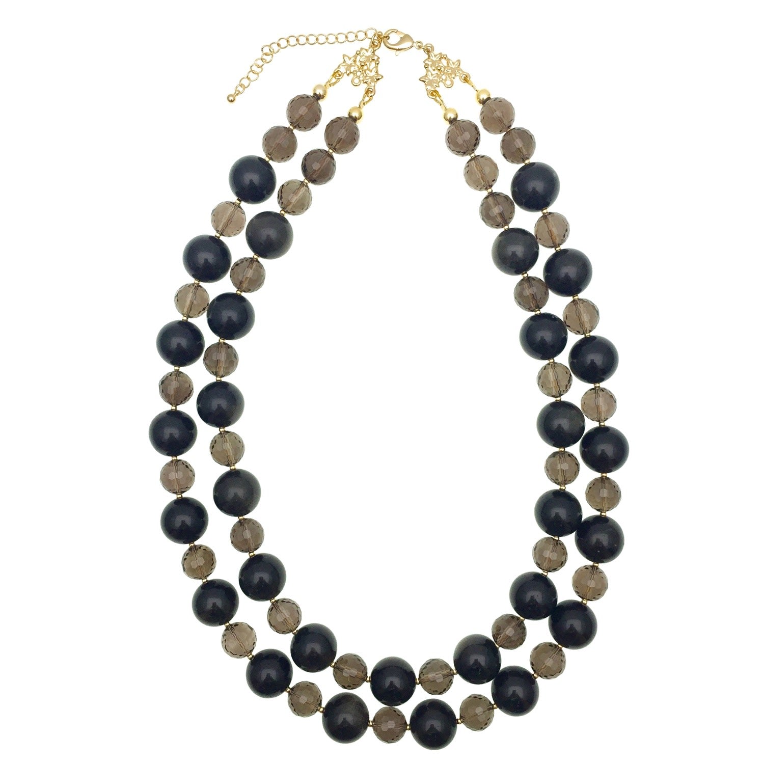 Black Tiger Eye Stones Double Strands Necklace