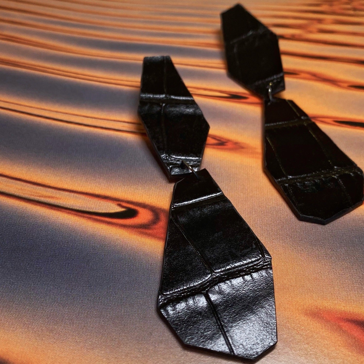 Geometric Goddess Earrings Black