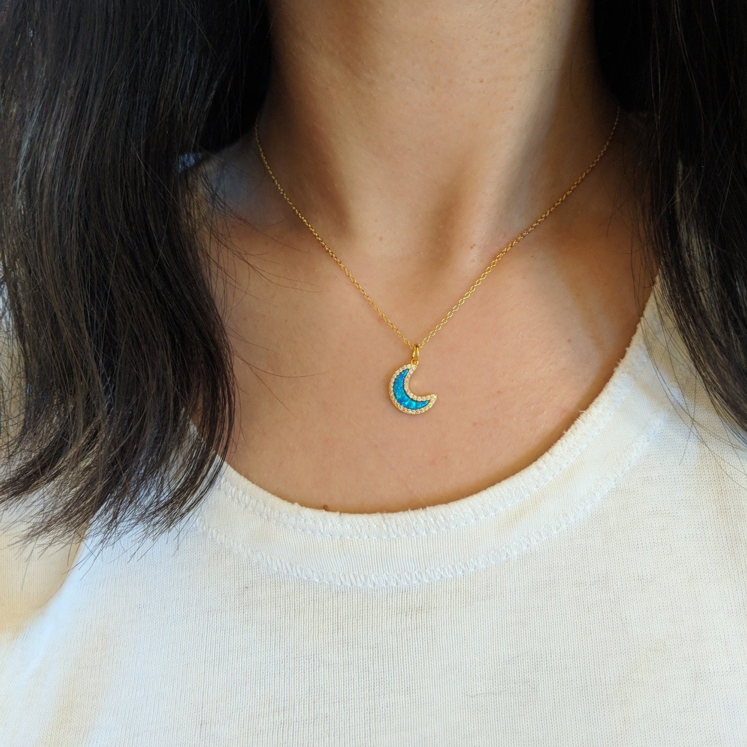 Opal Moon Necklace