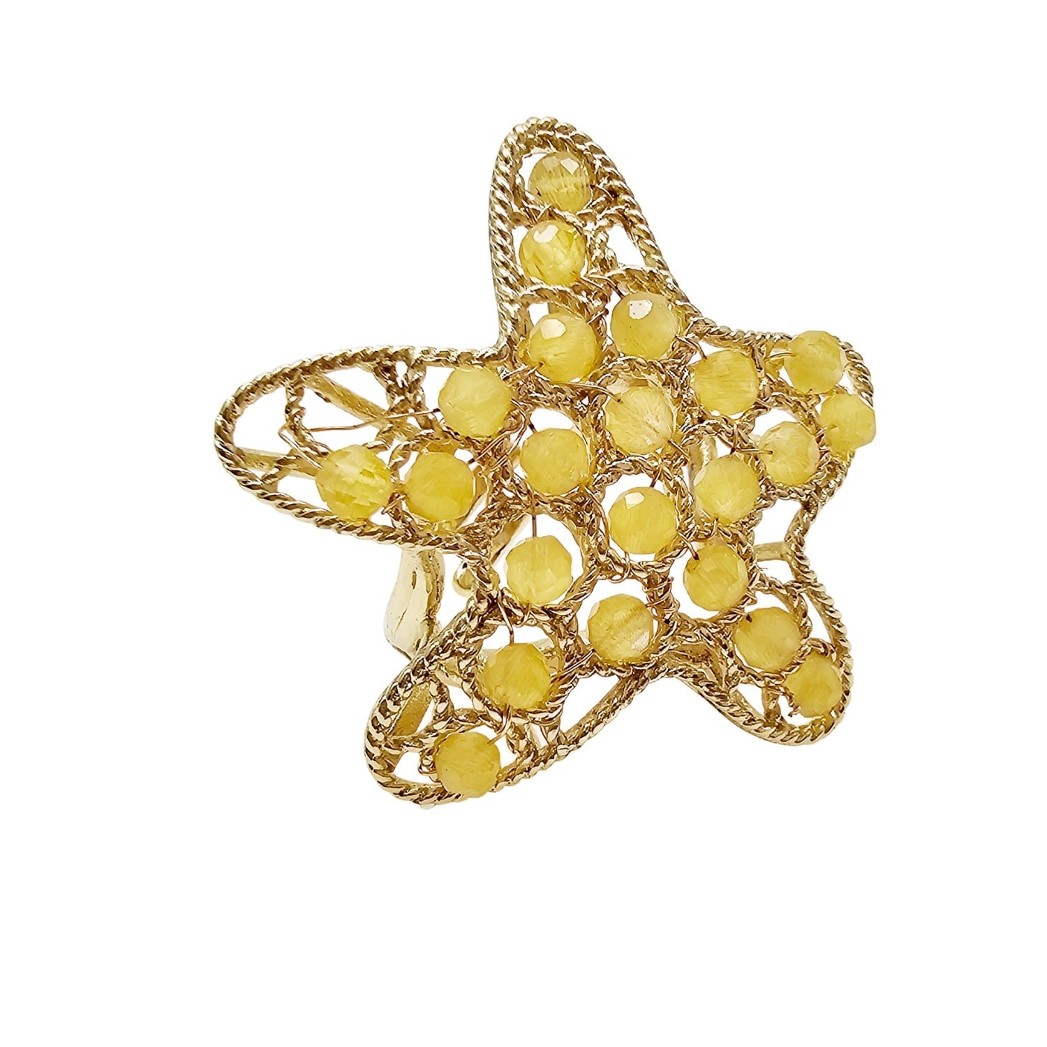 Yellow Agate Star Setting Statement Ring
