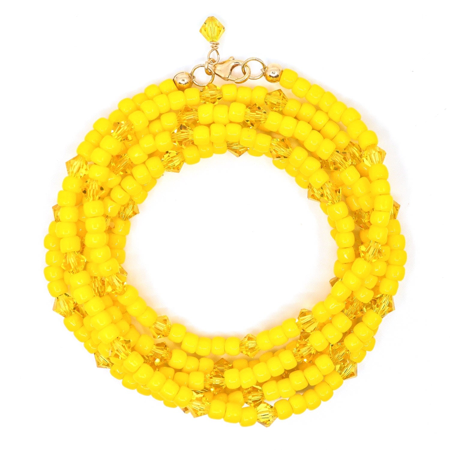 Yellow & Citrine Swarovski Wrap Beaded Bracelet