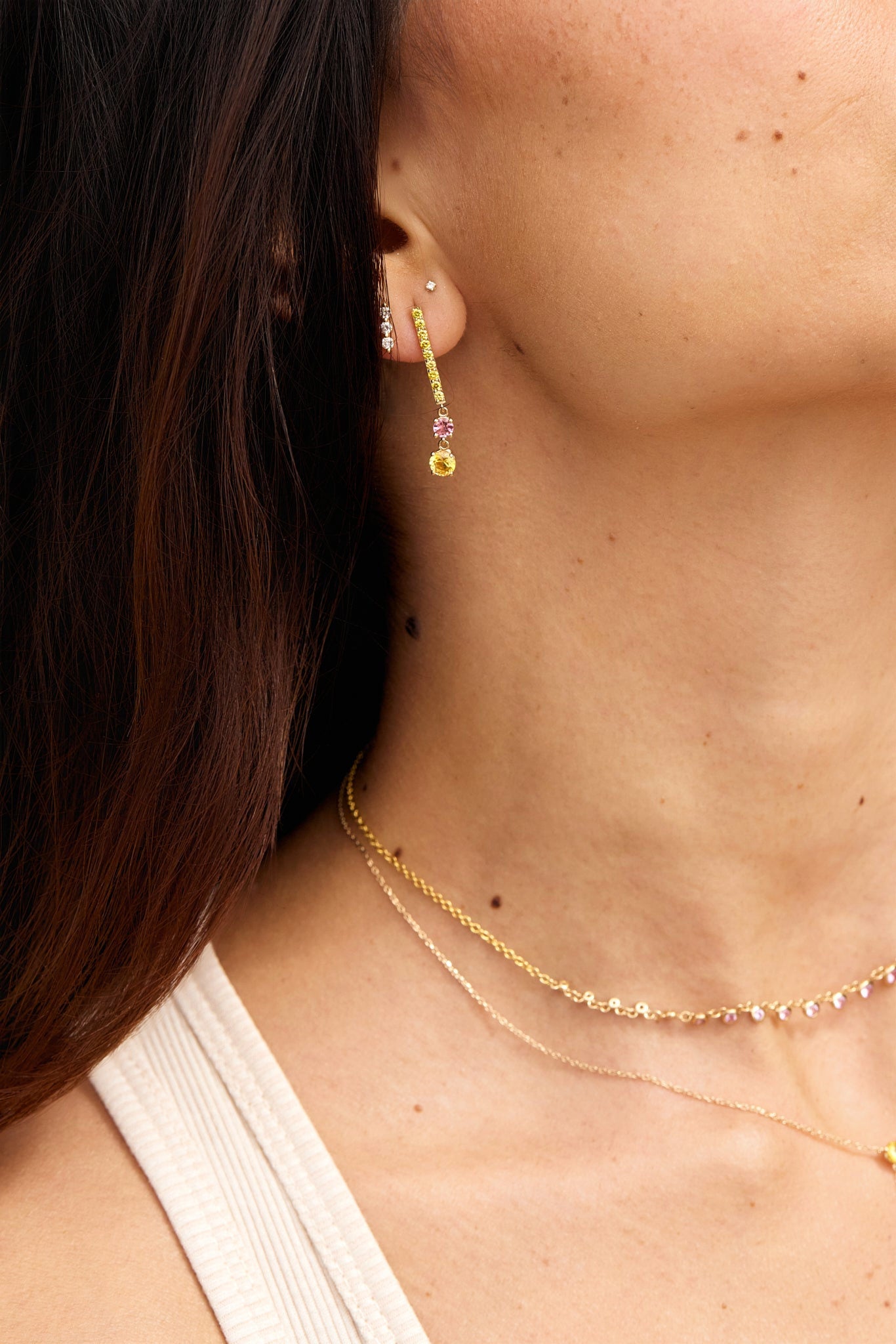 Yellow Diamond & Sapphire Earrings