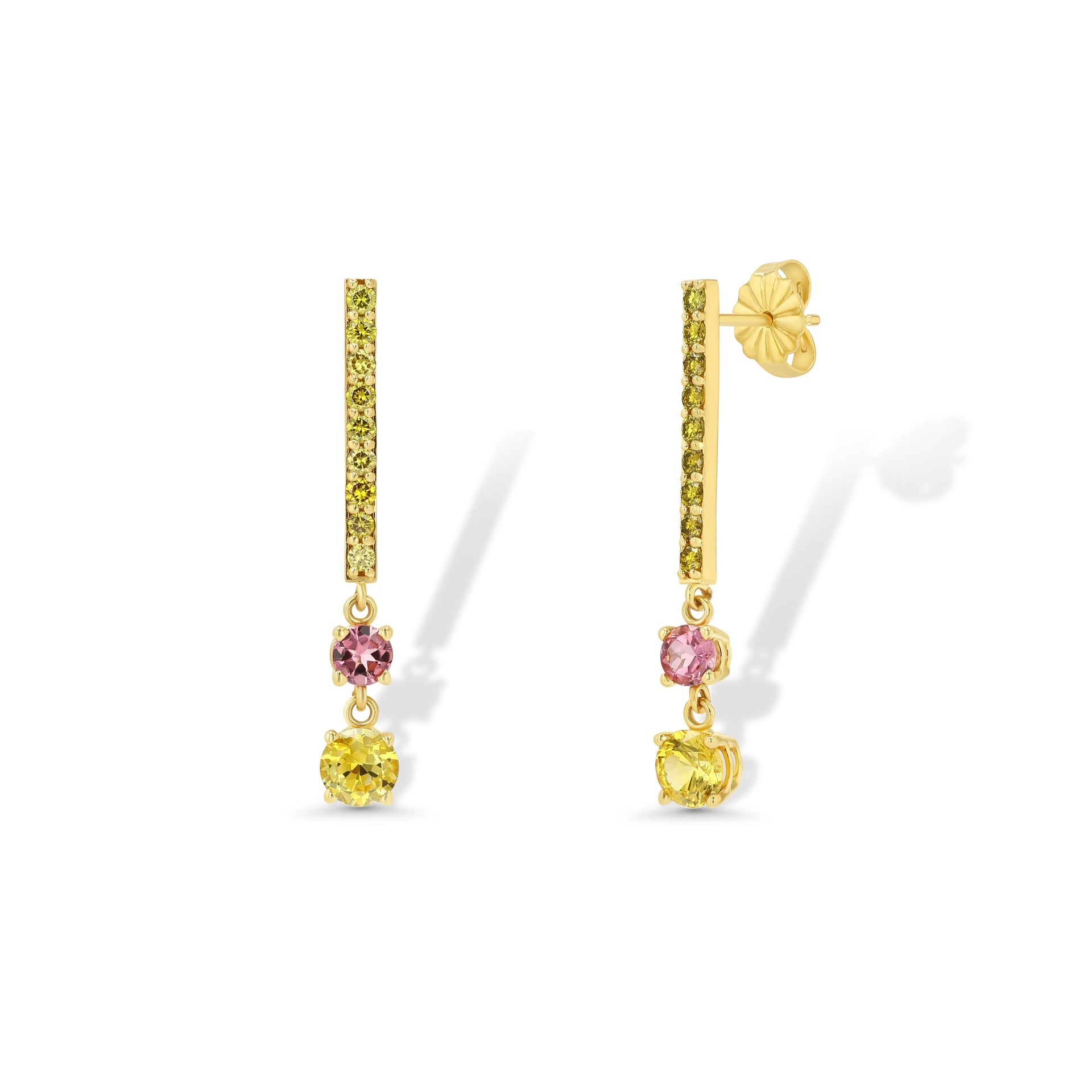 Yellow Diamond & Sapphire Earrings