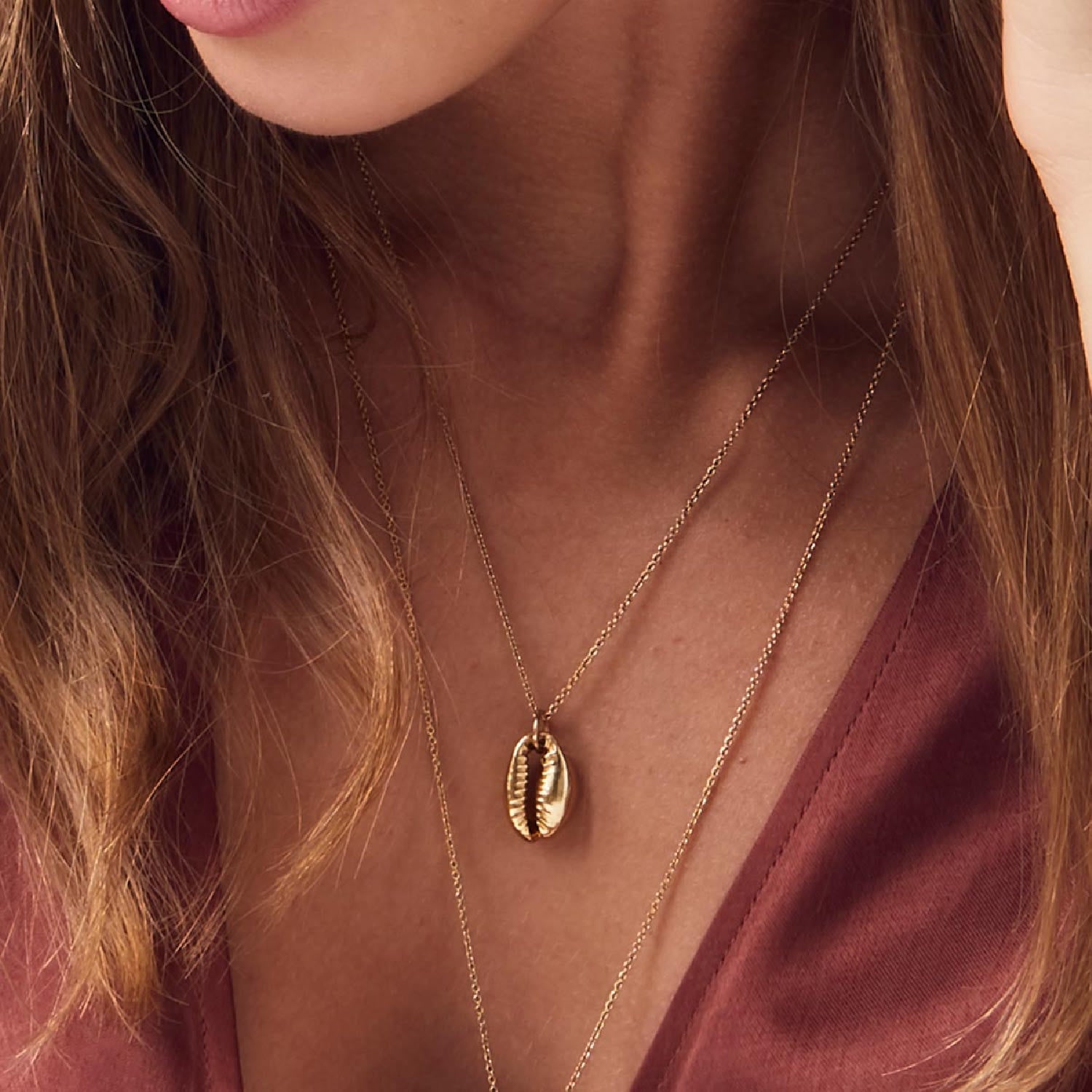 Yellow Gold Cowrie Shell Necklace