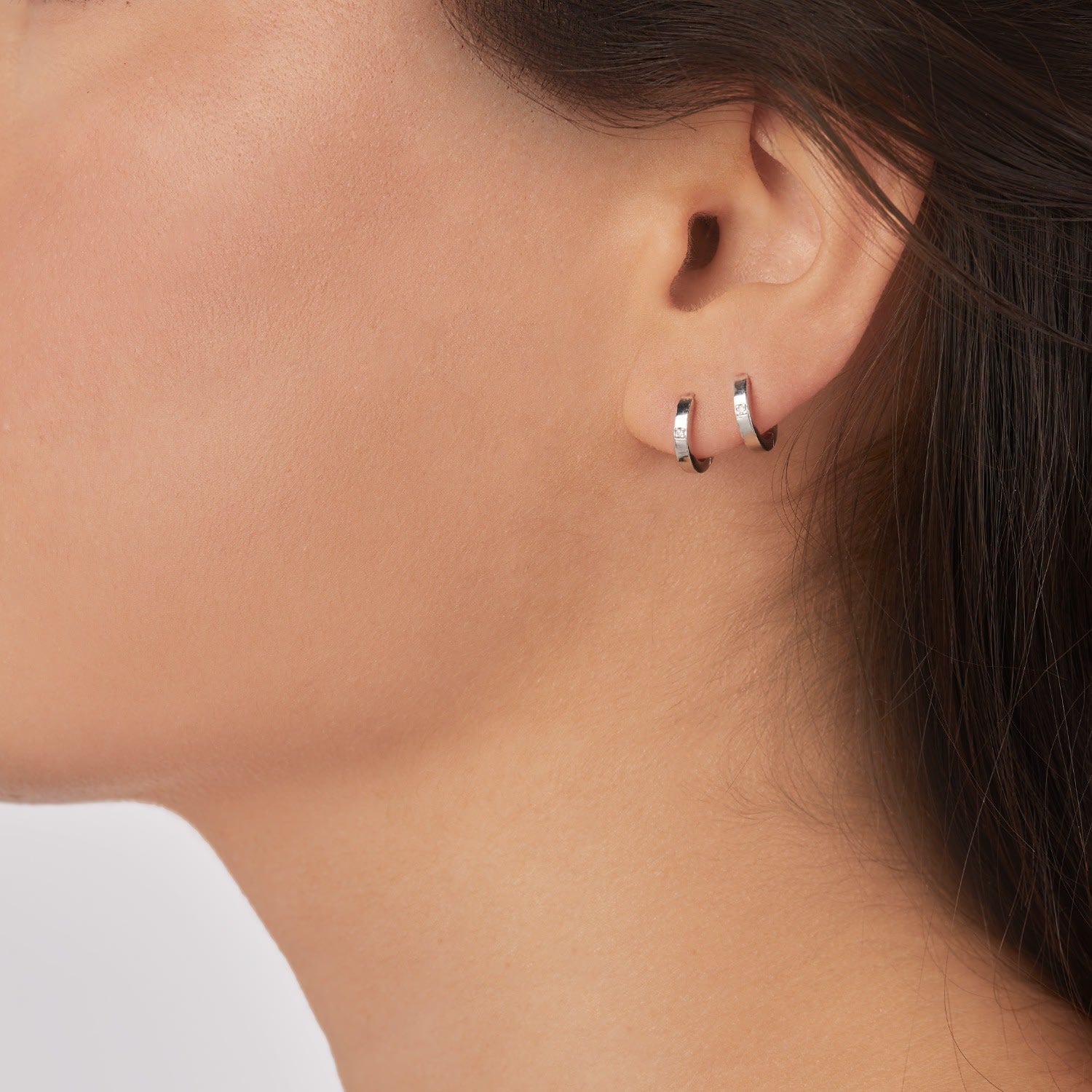 Yellow Gold Diamond Huggie Hoop