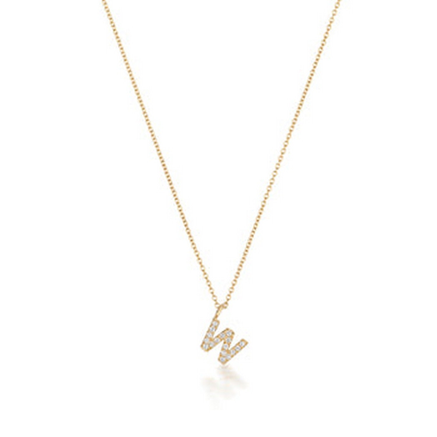 Yellow Gold Diamond Initial W Necklace In Gold