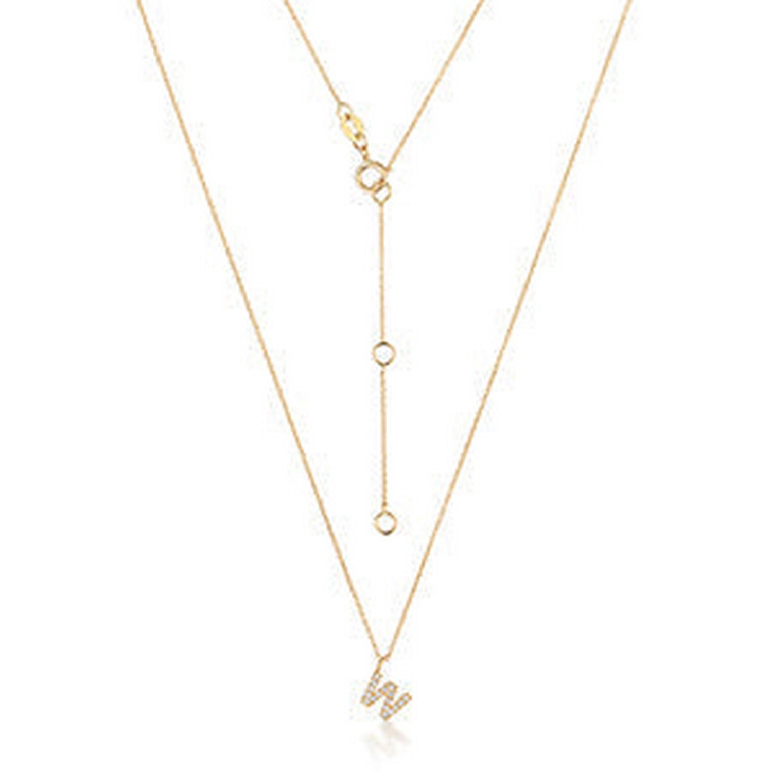 Yellow Gold Diamond Initial W Necklace In Gold