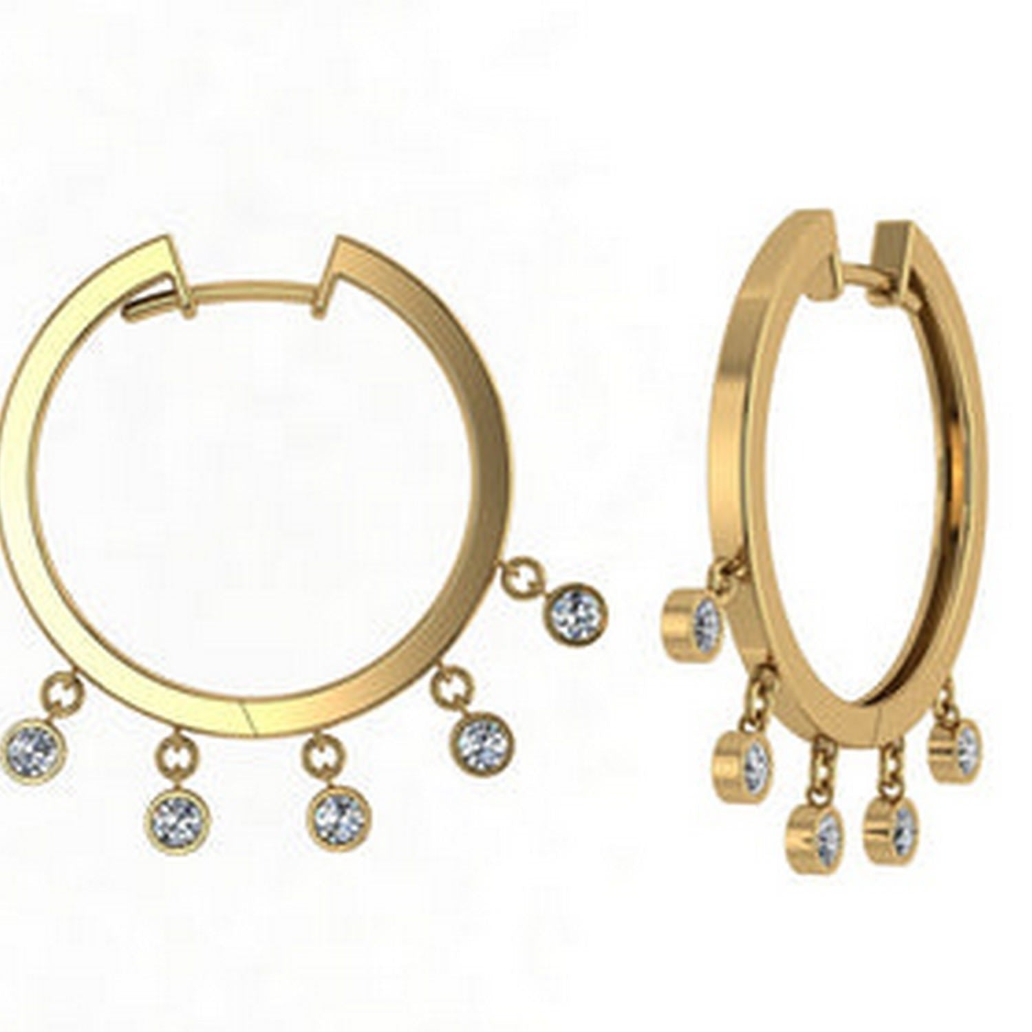 Rose Gold Hoop Dewdrop Diamond Hoops