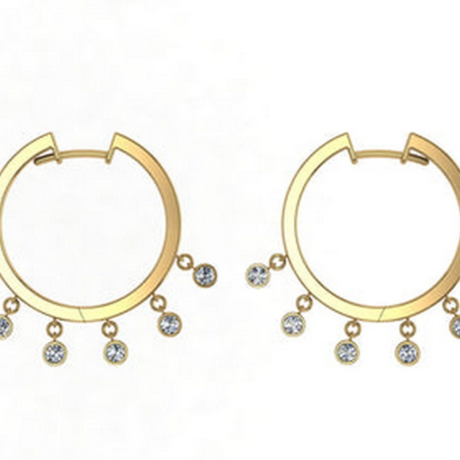 Rose Gold Hoop Dewdrop Diamond Hoops