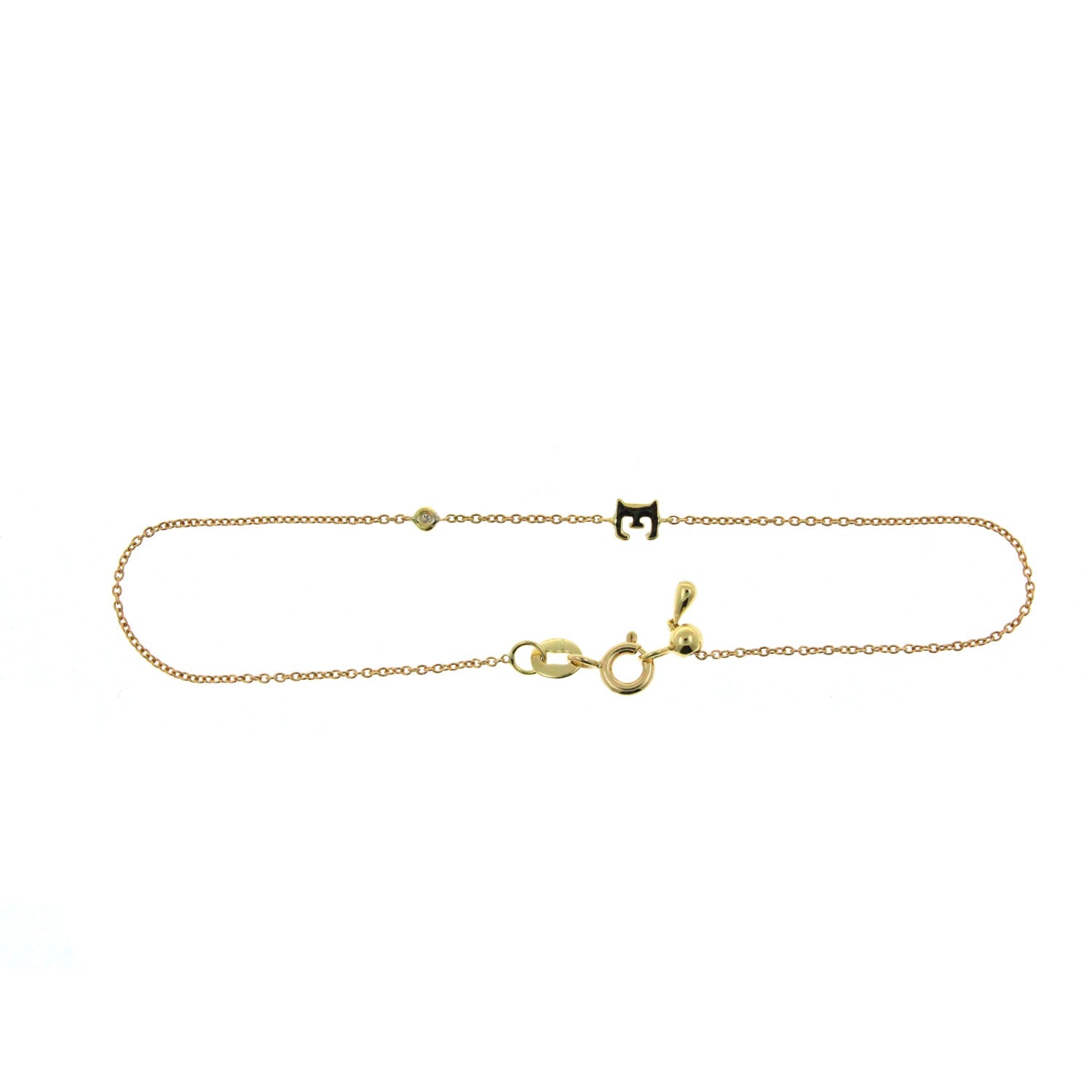 Yellow Gold Initial Diamond Bracelet
