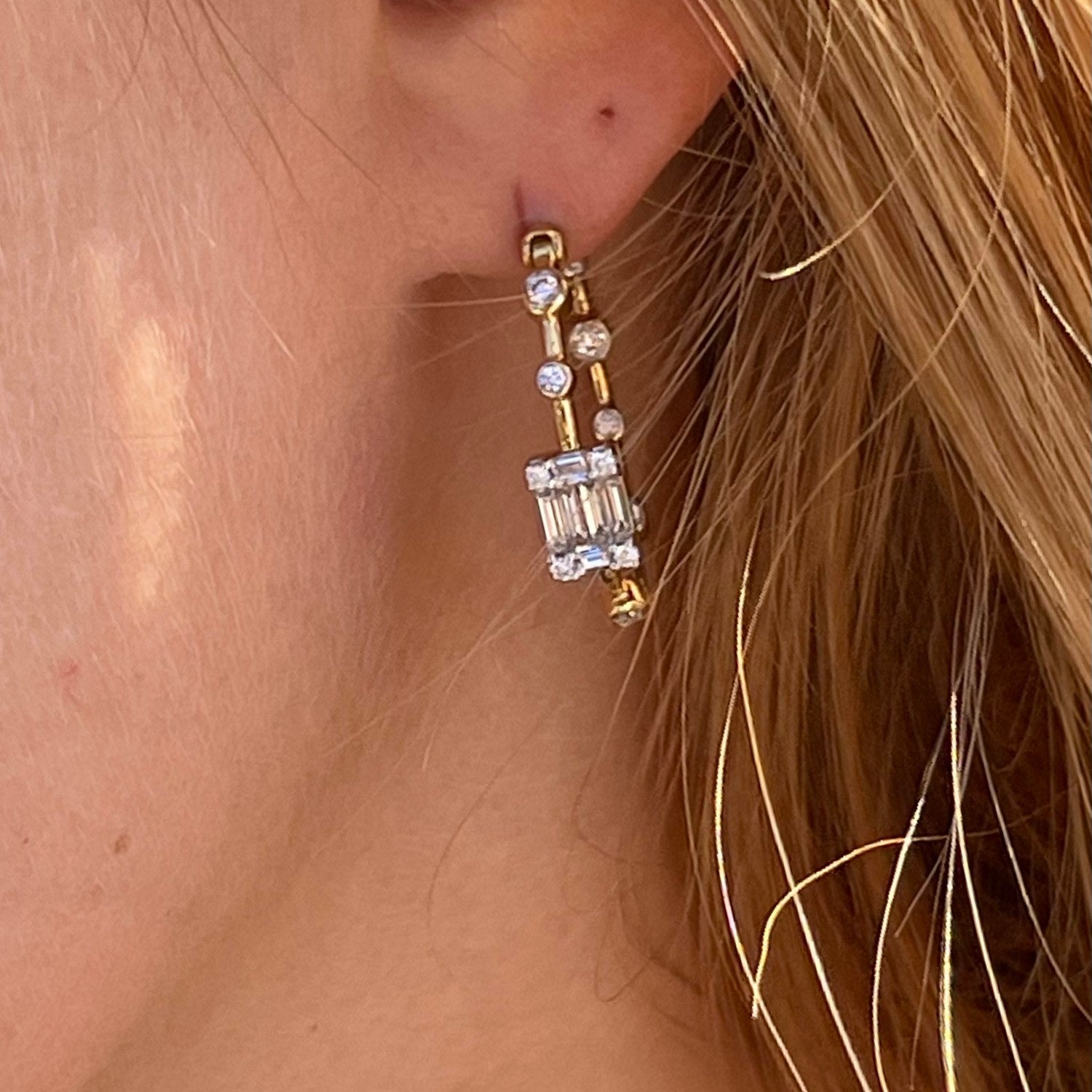 Yellow Gold Inside Out Diamond Earrings