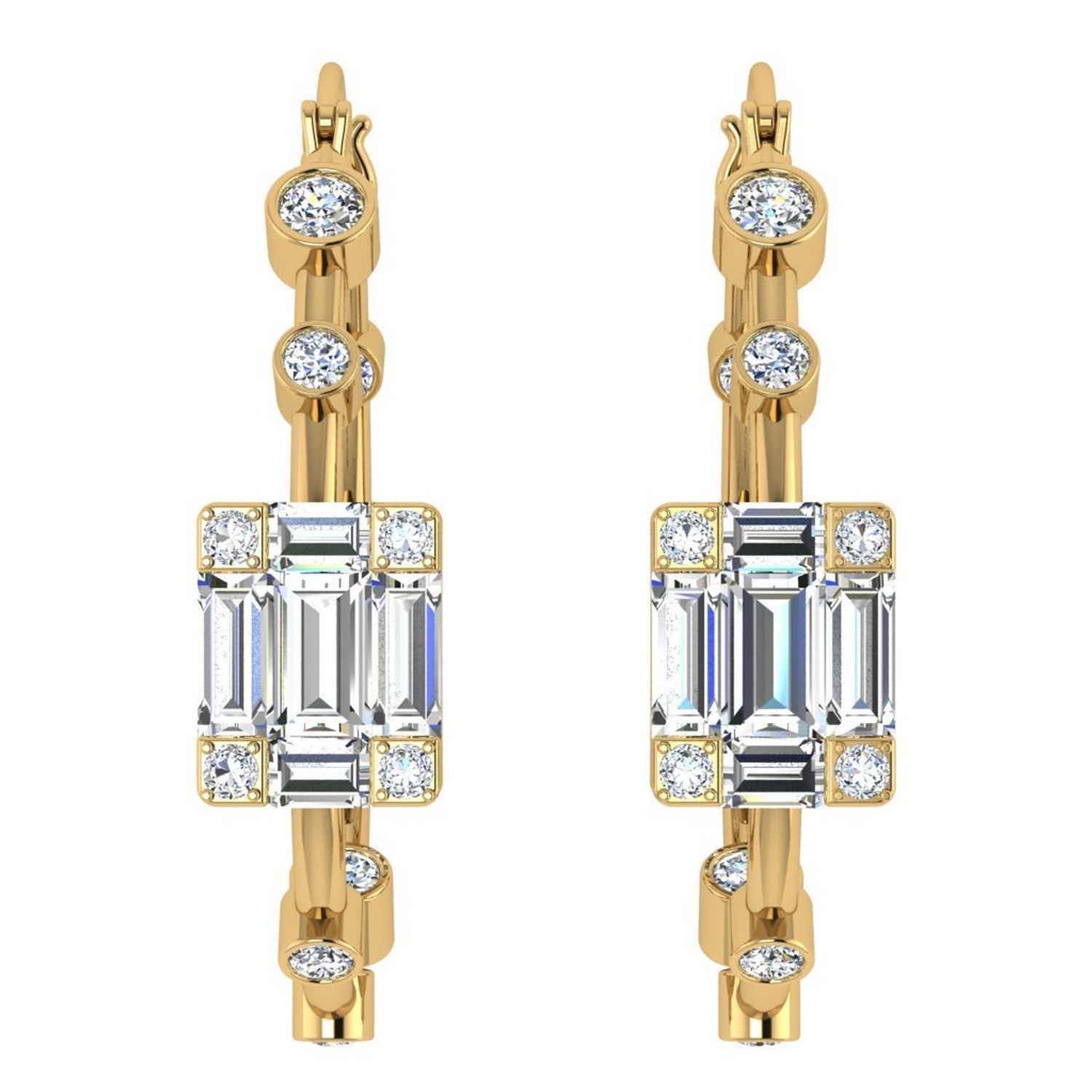 Yellow Gold Inside Out Diamond Earrings