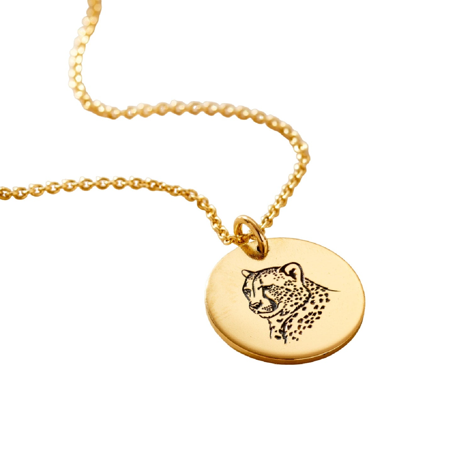 Yellow Gold Plated Cheetah Spirit Animal Necklace