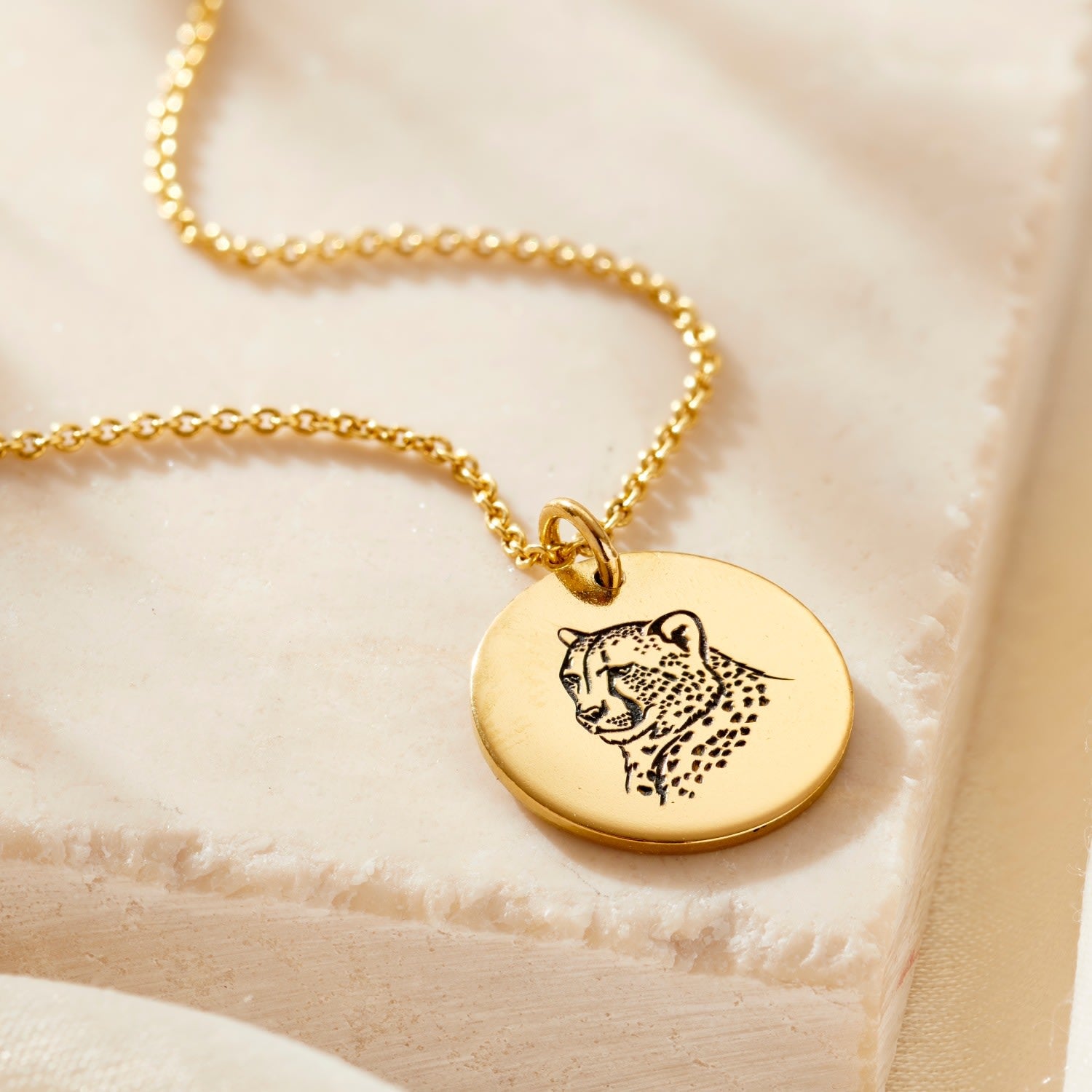 Yellow Gold Plated Cheetah Spirit Animal Necklace
