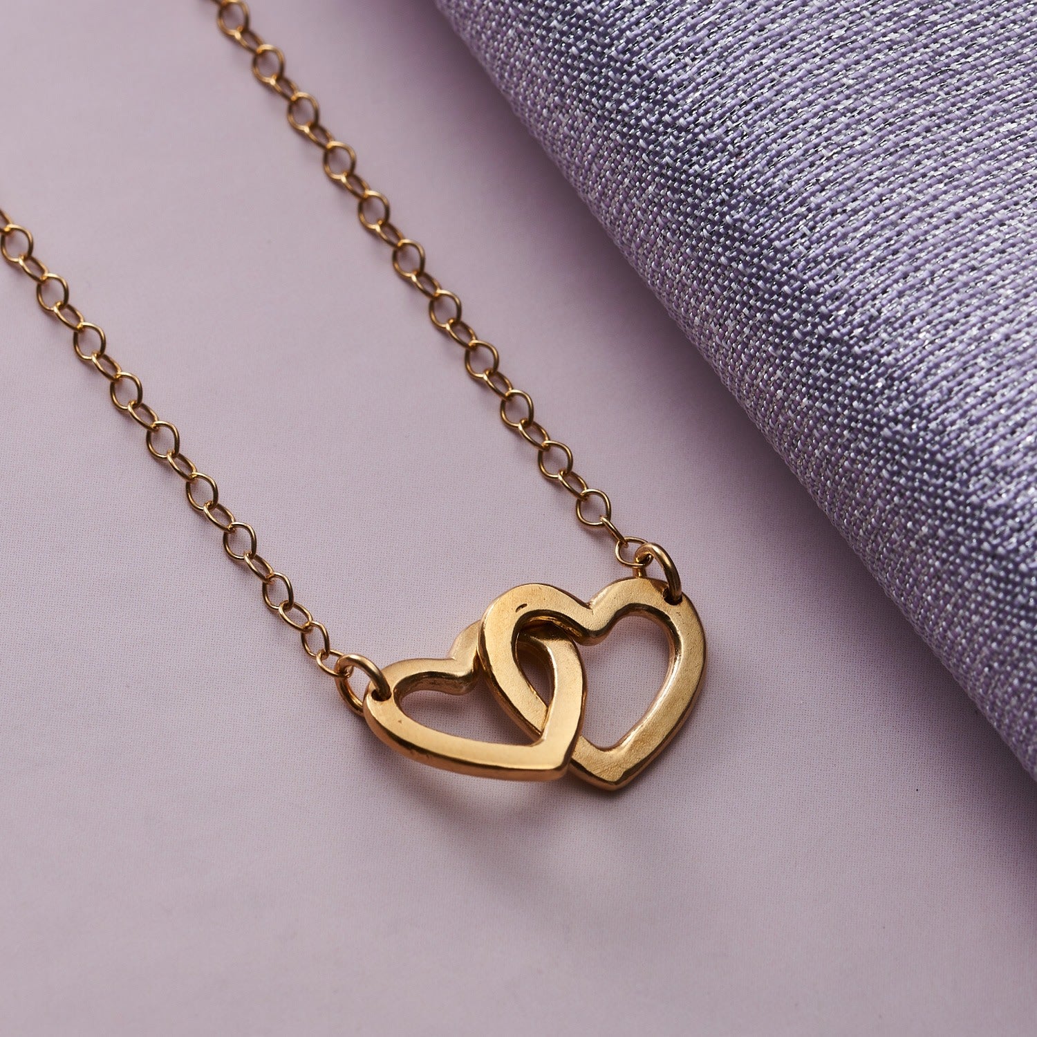 Yellow Gold Plated Double Heart Necklace