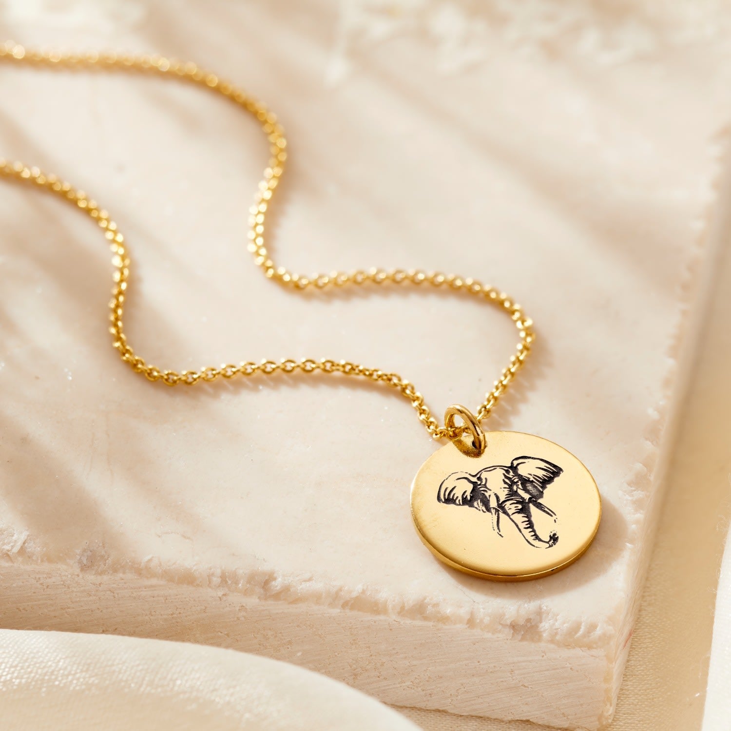 Yellow Gold Plated Elephant Spirit Animal Necklace
