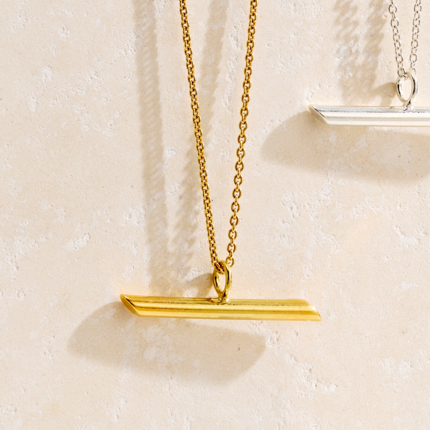 Yellow Gold Plated Flow T-Bar Necklace