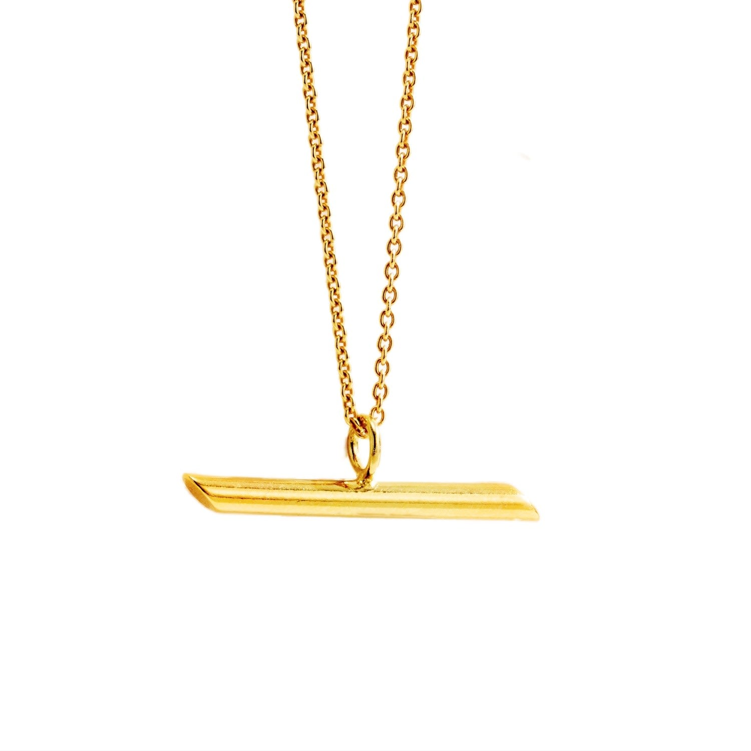 Yellow Gold Plated Flow T-Bar Necklace