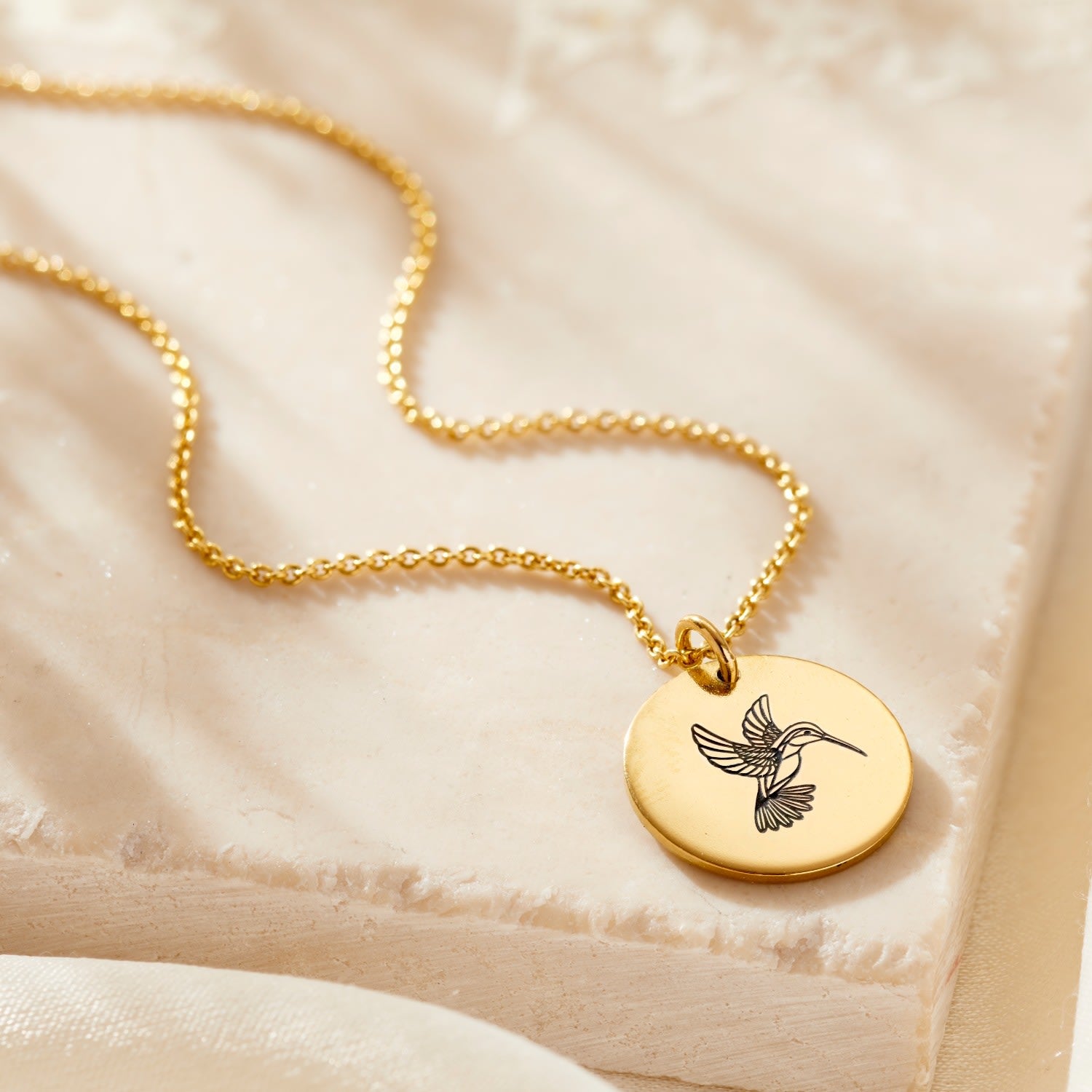 Yellow Gold Plated Hummingbird Spirit Animal Necklace