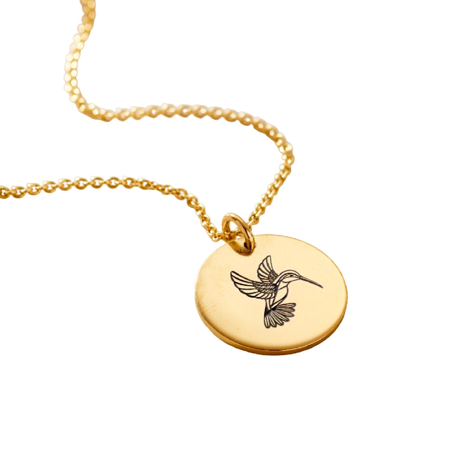 Yellow Gold Plated Hummingbird Spirit Animal Necklace