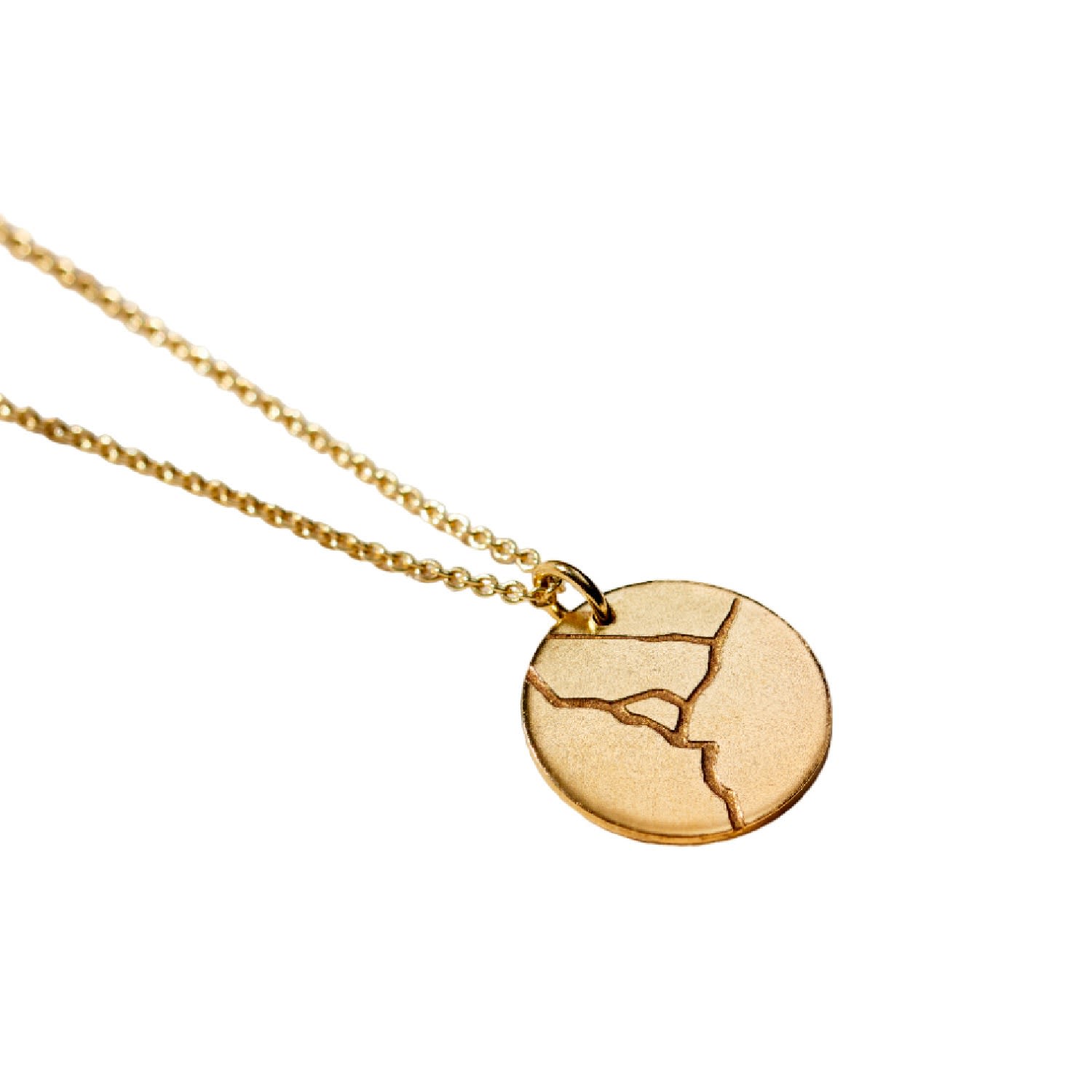 Yellow Gold Plated Kintsugi Disc Necklace