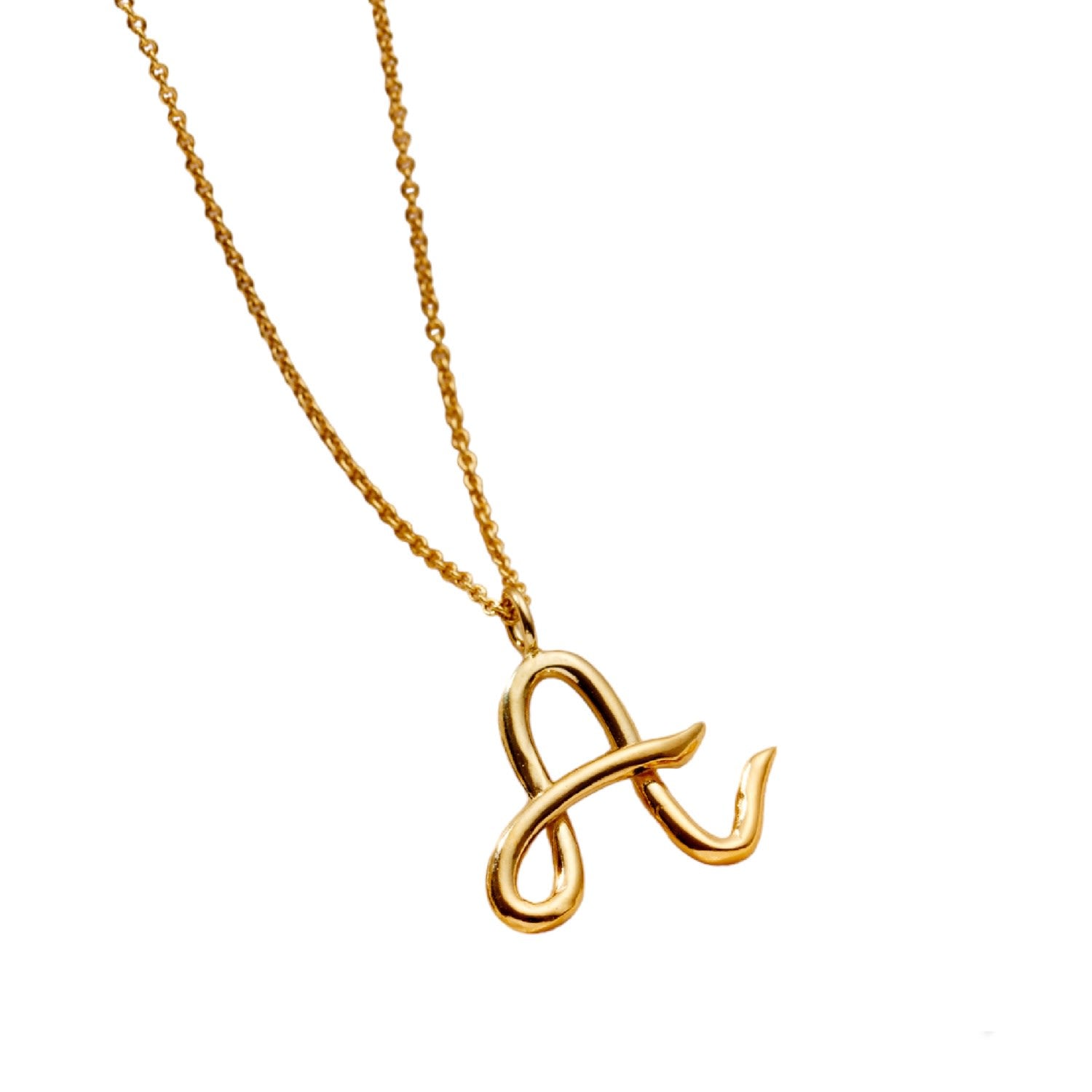 Yellow Gold Plated Large Organic Initial Necklace