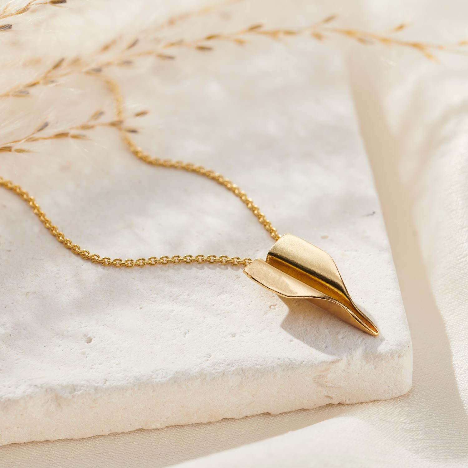 Yellow Gold Plated Paper Plane Necklace