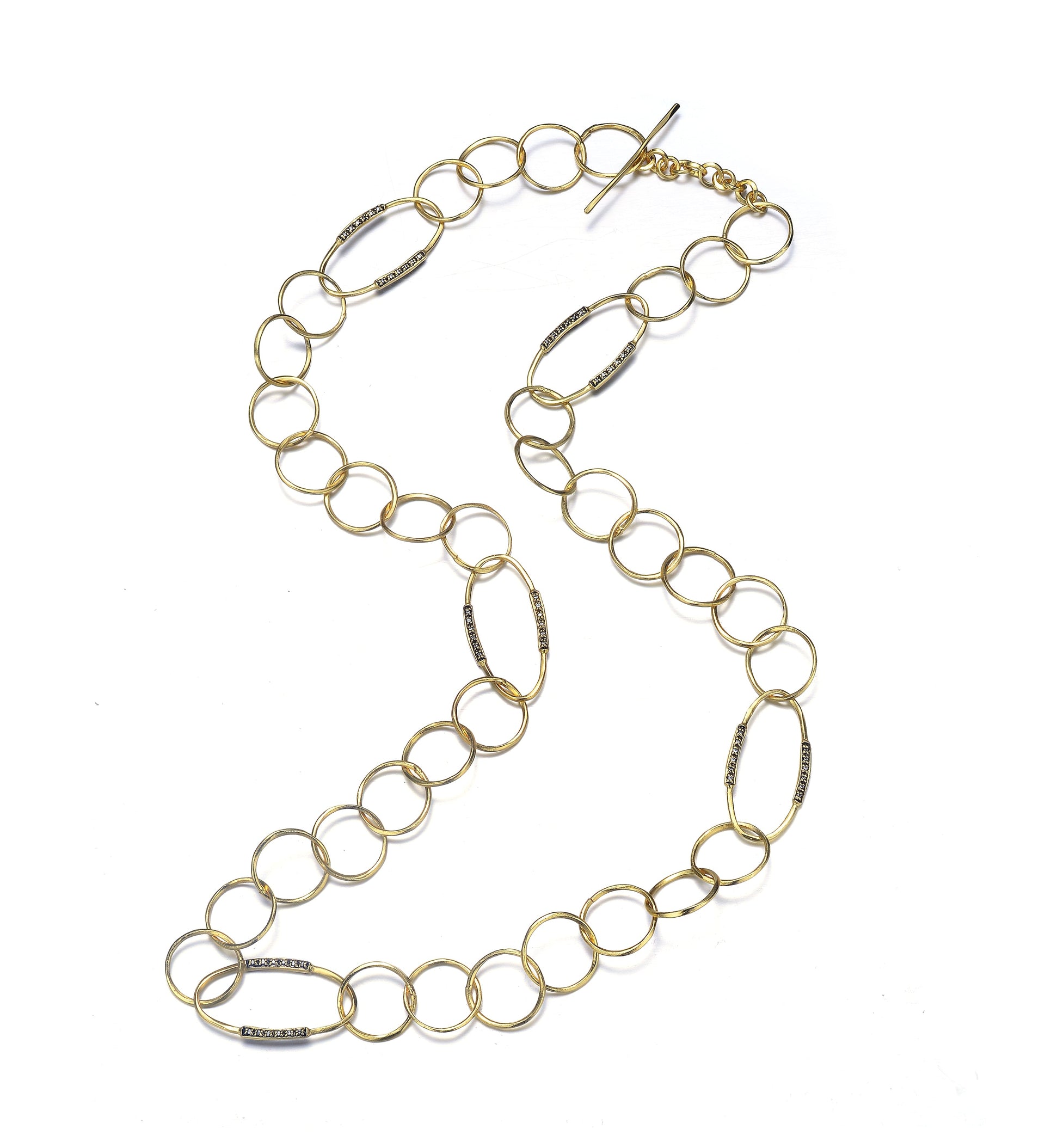 Yellow Gold Plated Round Trinkets Clear Cubic Zirconia Accent Chain Necklace