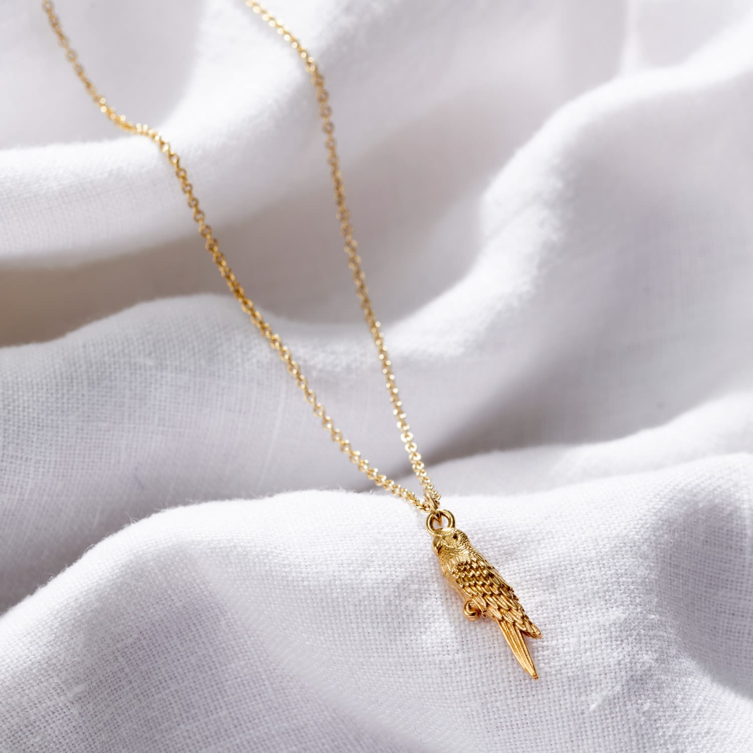 Yellow Gold Plated Soulmate Parrot Charm Necklace