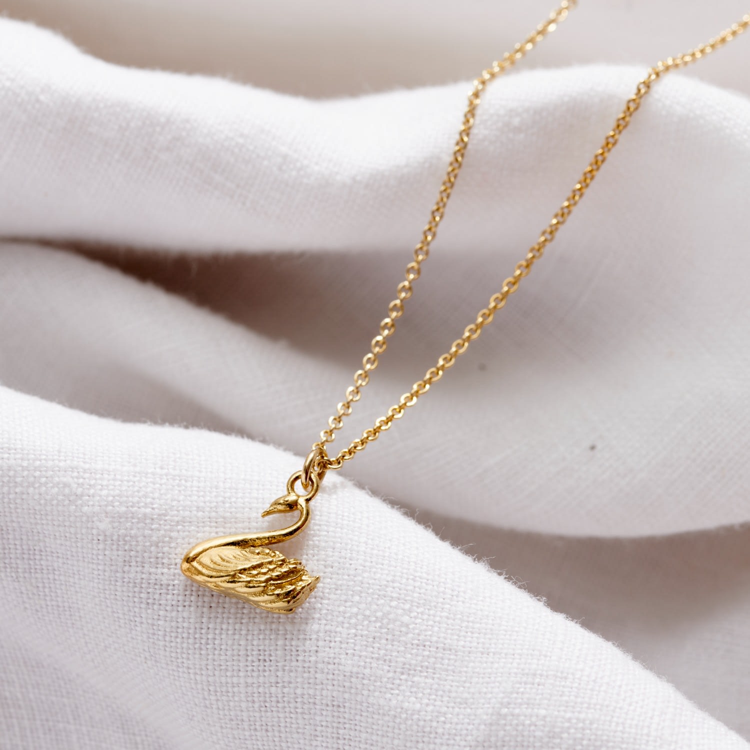 Yellow Gold Plated Soulmate Swan Charm Necklace