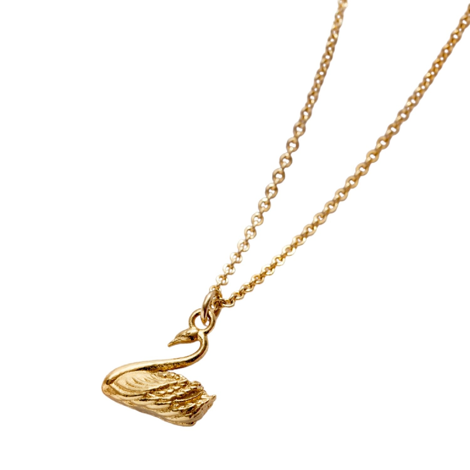 Yellow Gold Plated Soulmate Swan Charm Necklace