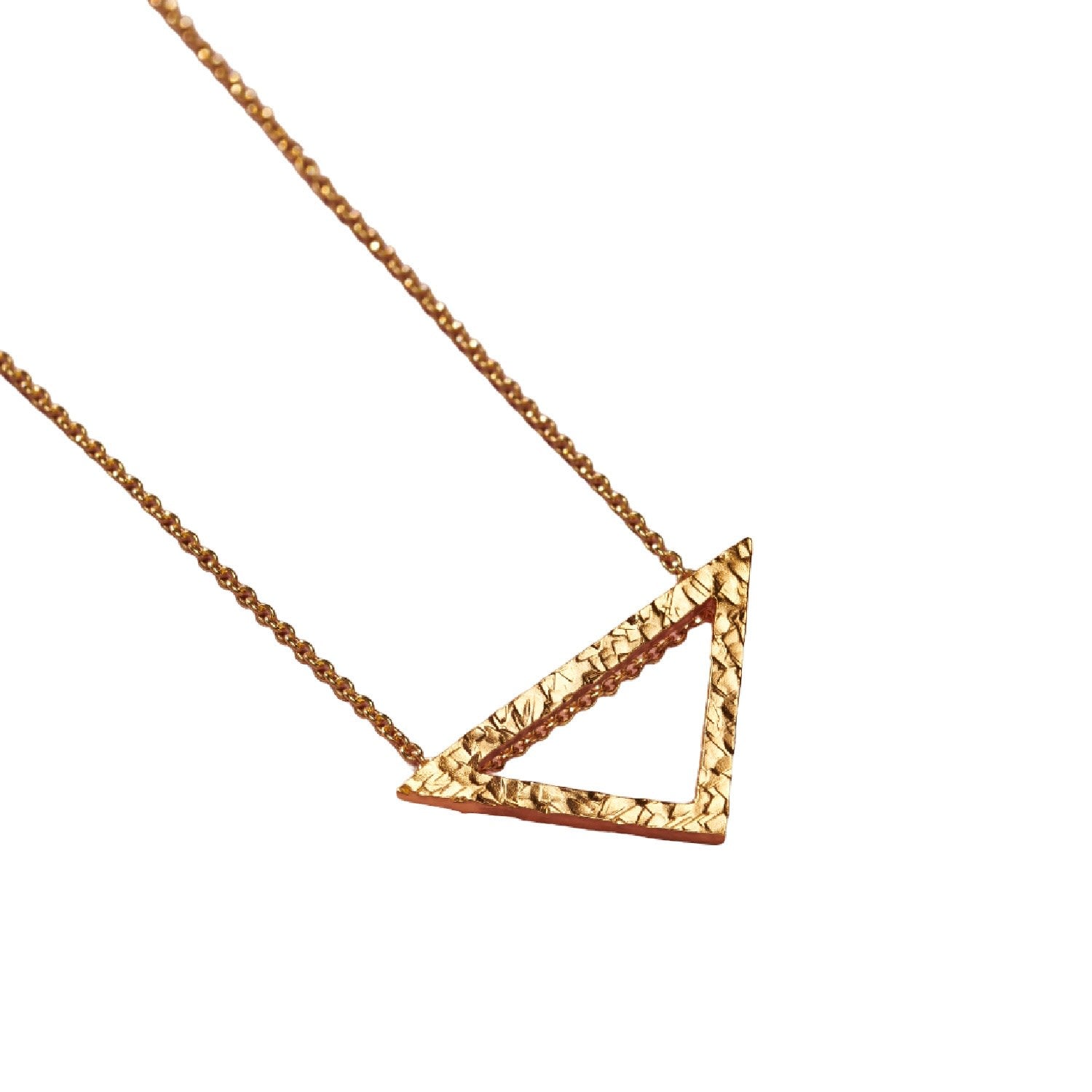 Yellow Gold Plated Textured Triangle Necklace