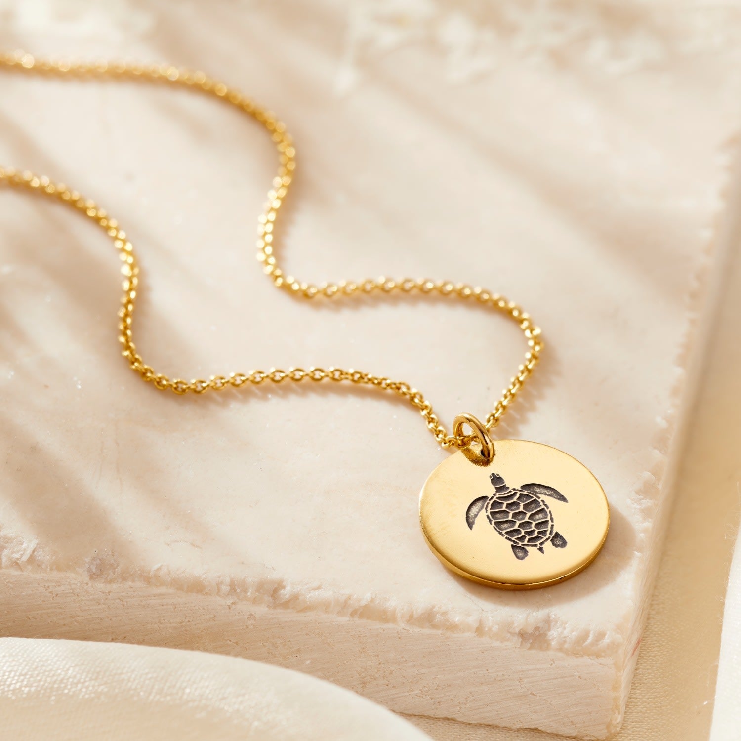 Yellow Gold Plated Turtle Spirit Animal Necklace