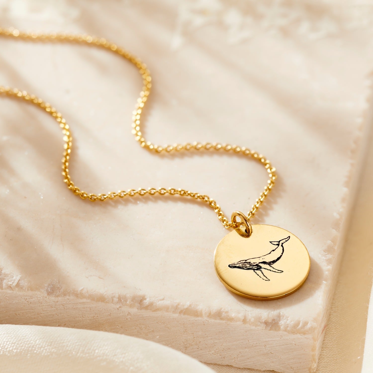 Yellow Gold Plated Whale Spirit Animal Necklace